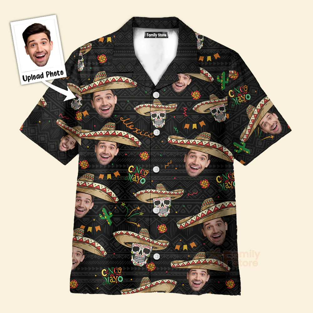 Custom Photo Face Cinco De Mayo Mexican - Personalized Hawaiian Shirt - Image 3