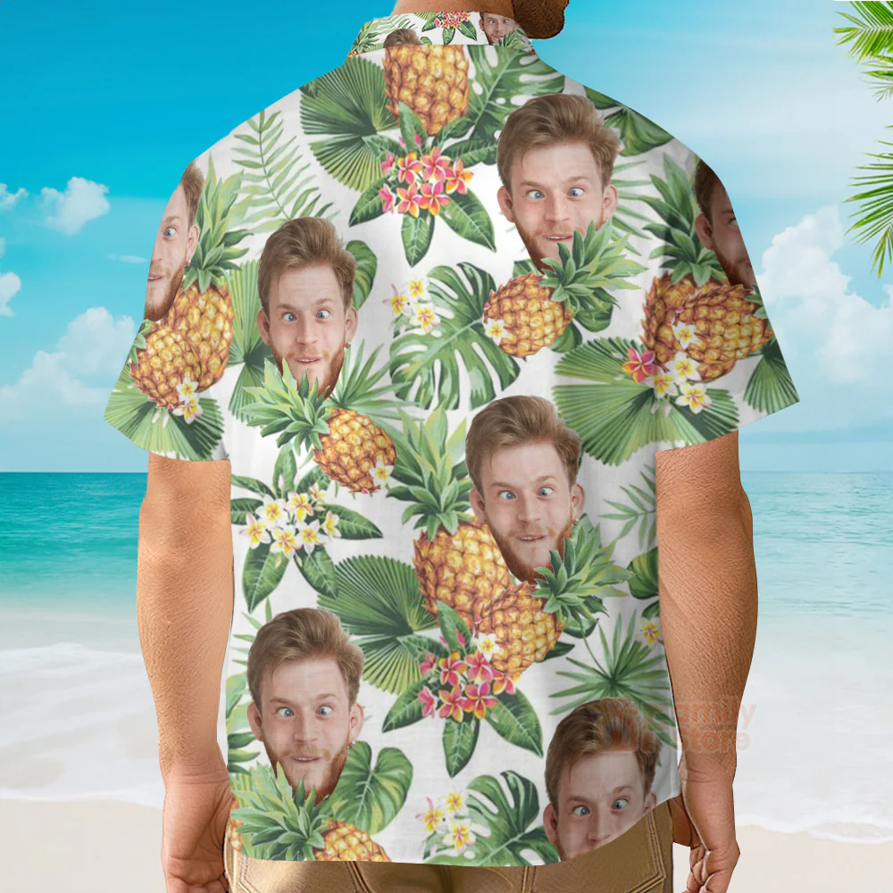 Custom Photo Face Hibiscus Flower Summer - Personalized Hawaiian Shirt - Image 2