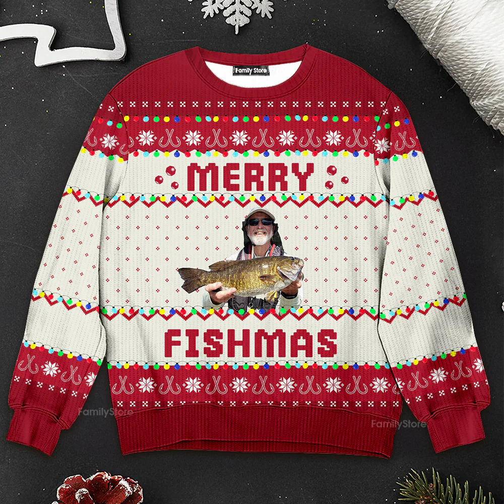 Custom Photo Fisherman - Personalized Ugly Sweater - Christmas Gift For Lovers, Fisherman NA94 - Image 3