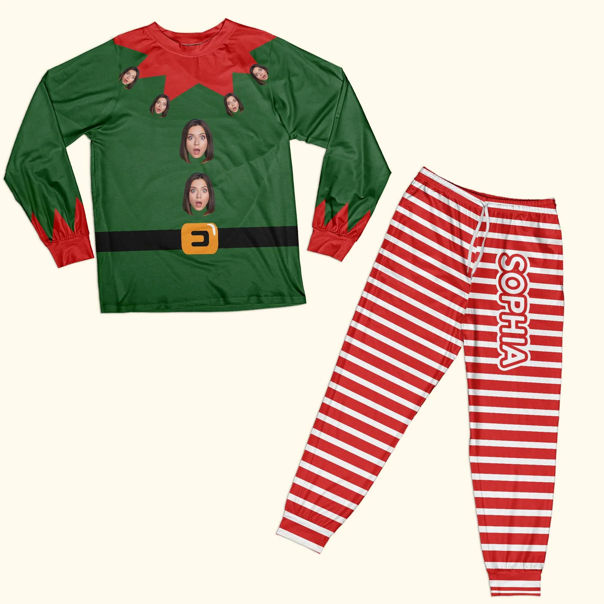 Custom Photo Funny Face Funny Elf - Personalized Unisex Pajamas Set - Gift For Family Members, Friends - NA94 - Image 4