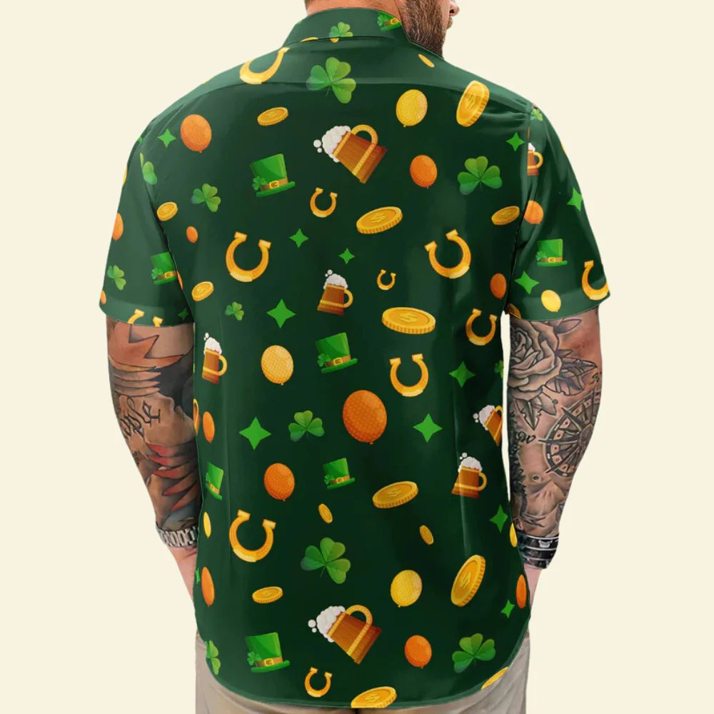 Custom Photo Funny Face Happy St Patrick's Day - Personalized Hawaiian Shirt - Image 3