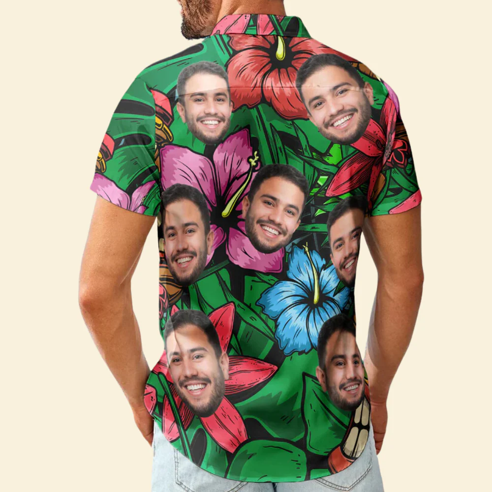 Custom Photo Funny Pet Family Friends Tiki Bar Colorful - Personalized Hawaiian Shirt - Image 2