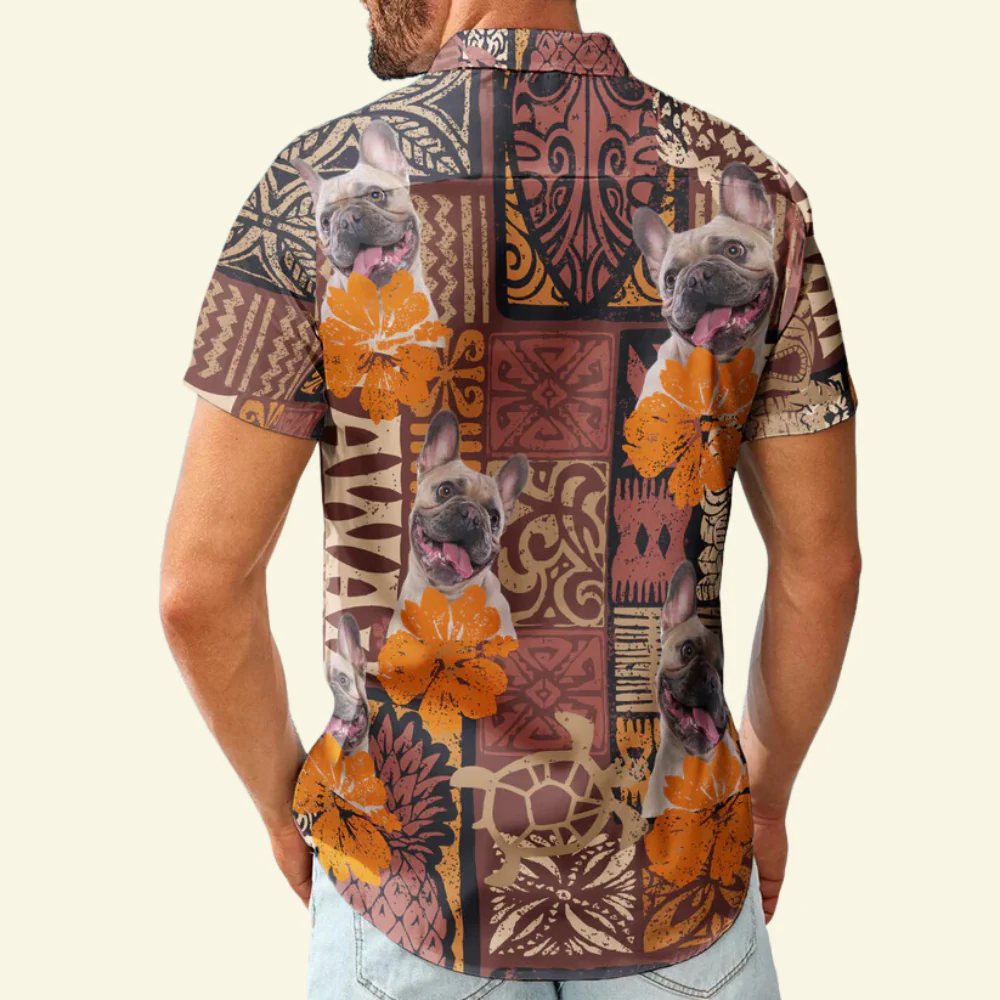 Custom Photo Funny Pet Family Friends Tiki Tropical Summer - Personalized Hawaiian Shirt - Image 2