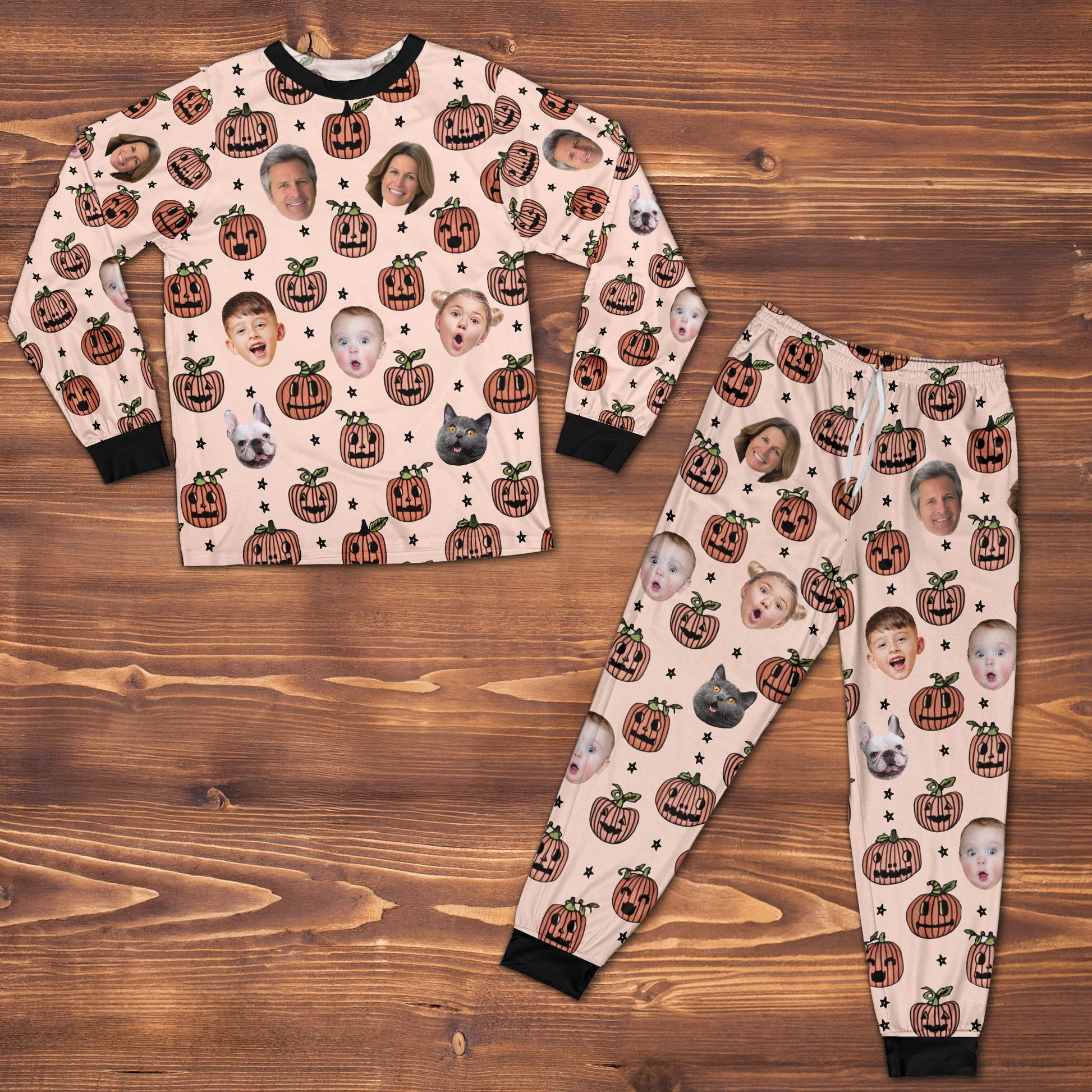 Custom Photo Funny Pumpkin - Personalized Unisex Pajamas Set - Gift For Family Members, Friends - NA94 - Image 3