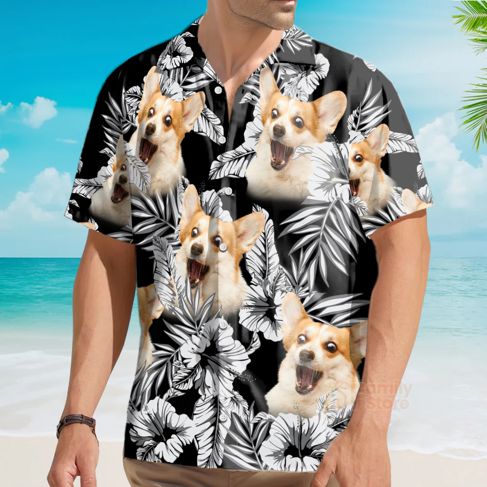 Custom Photo German Shepherd Flower Hawaiian Shirt - PN303141Lb - Image 3