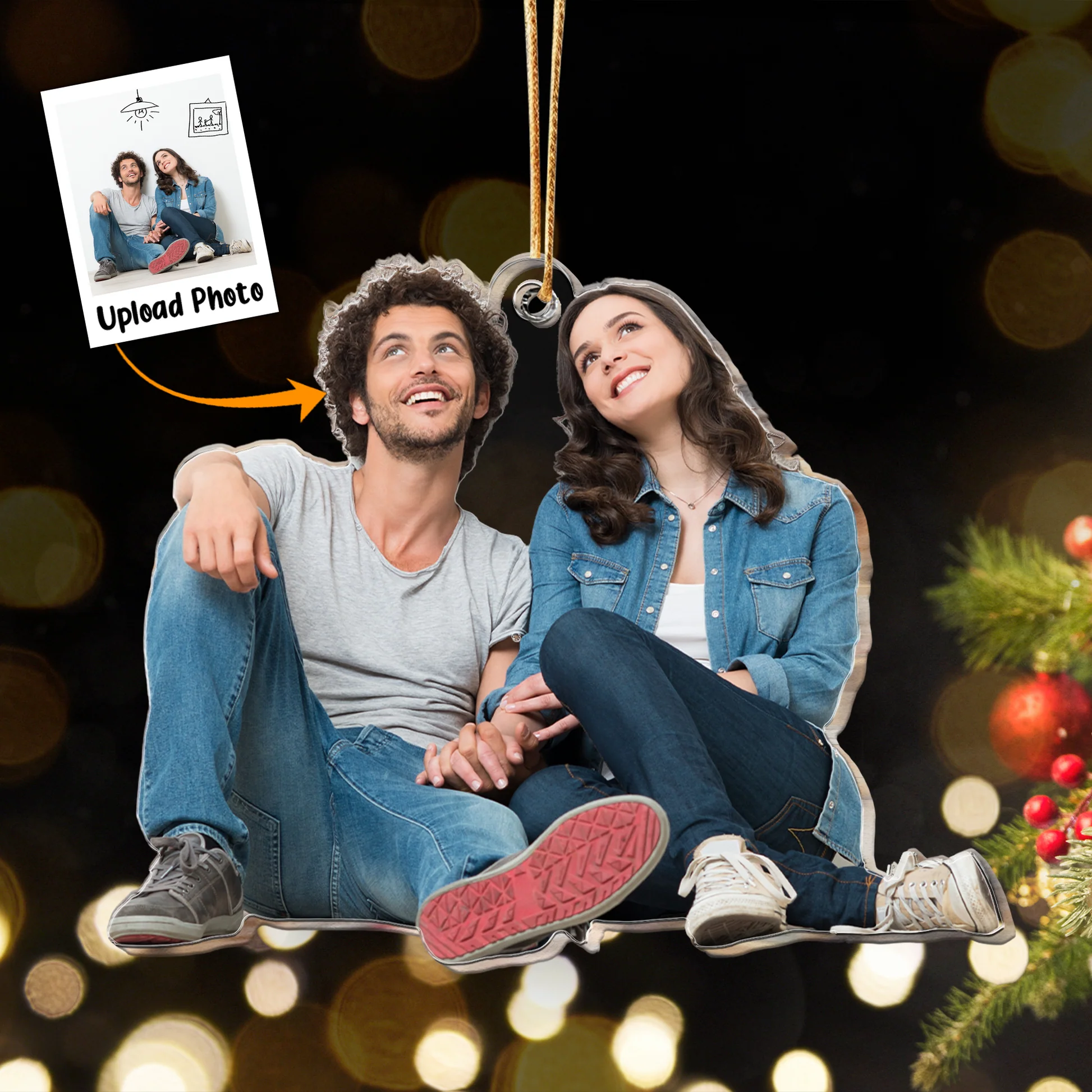 Custom Photo Gift For Couple - Personalized Acrylic Photo Ornament - Image 3