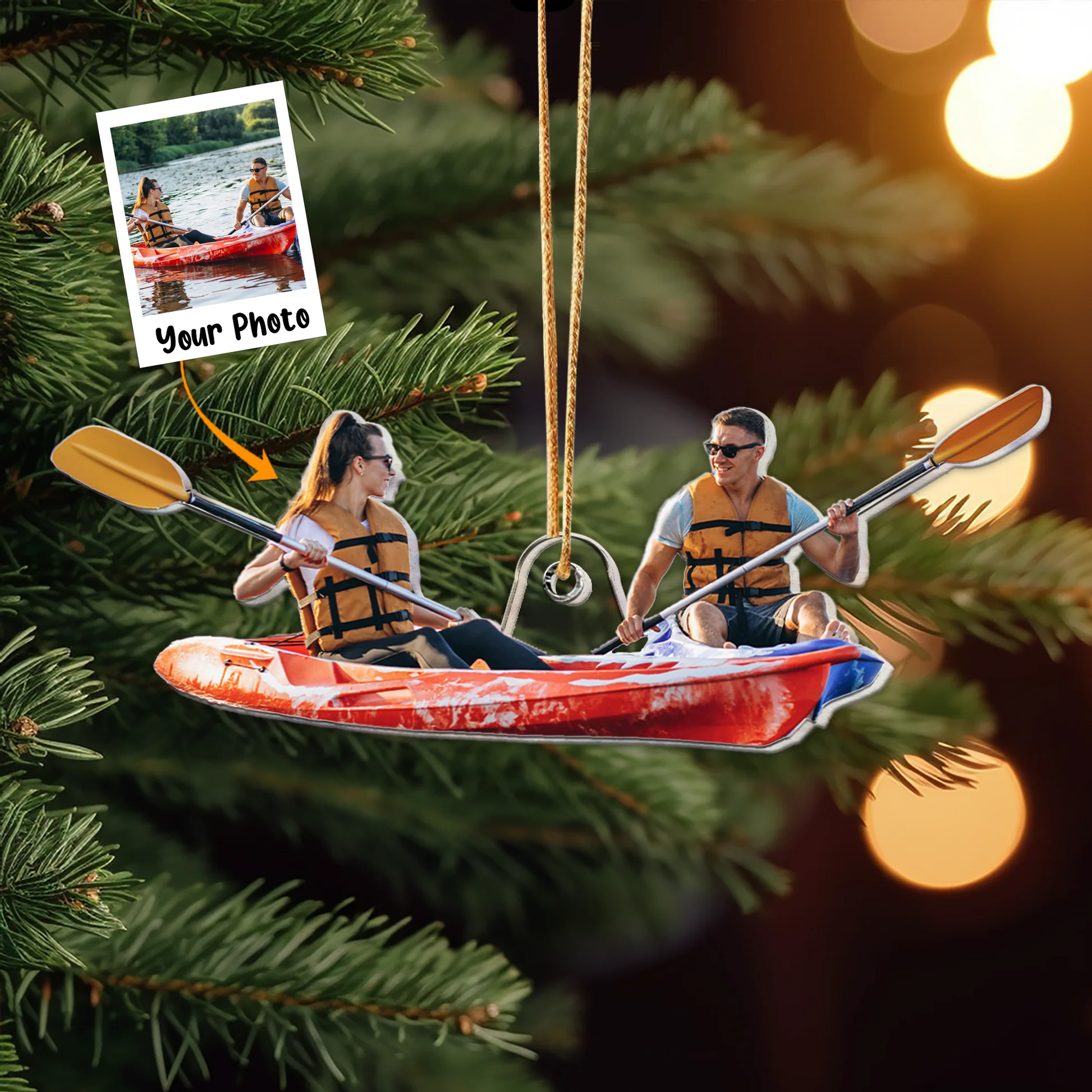 Custom Photo Go Kayak Go - Personalized Acrylic Photo Ornament - Image 2