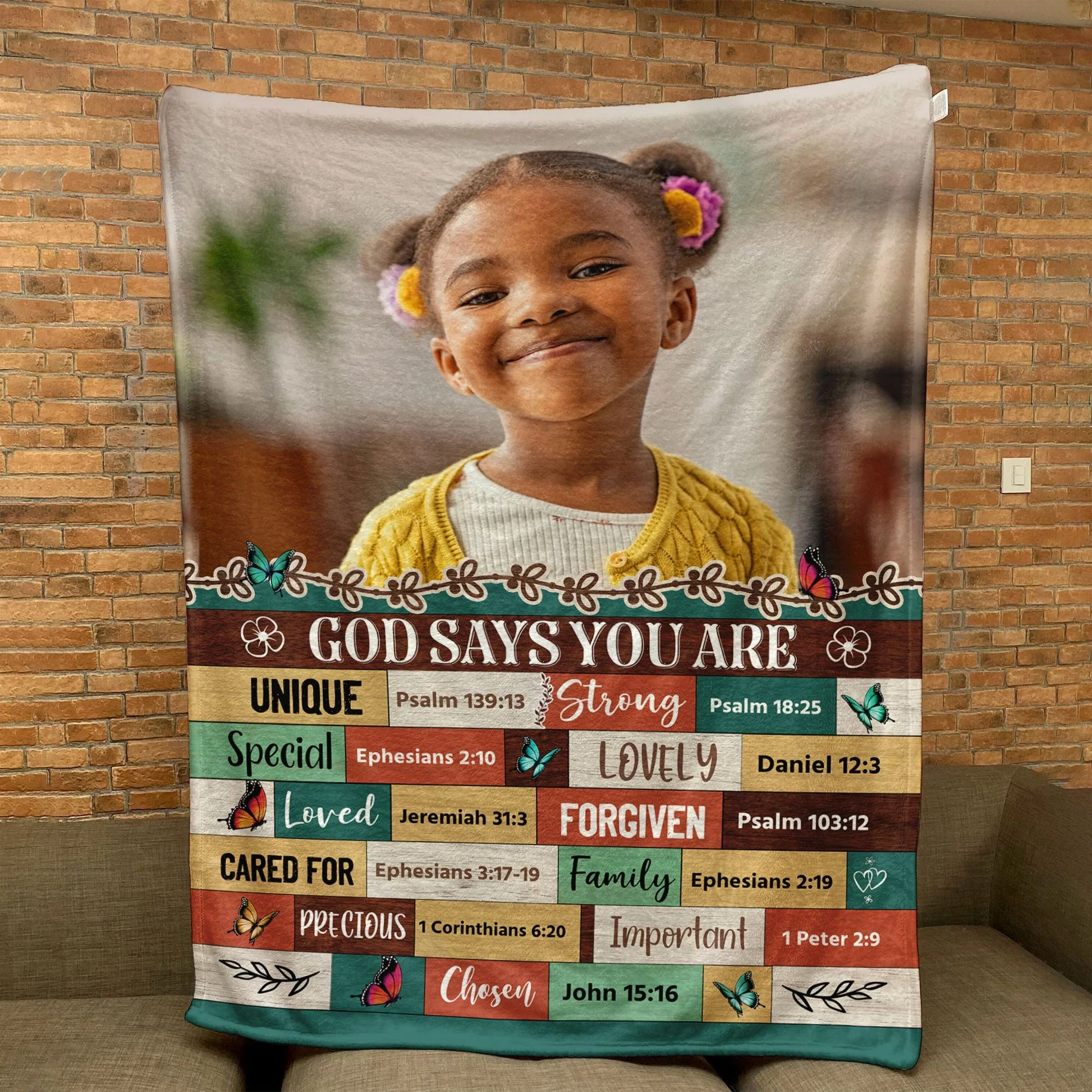 Custom Photo God Says You Are Bible Verses - Personalized Blanket - Gift For Daughter, Son HD95