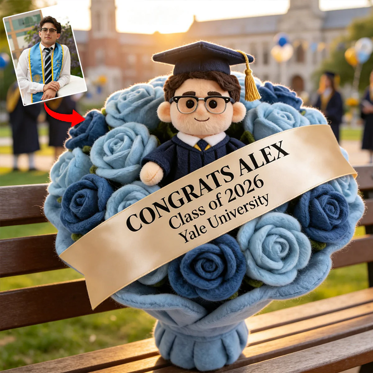 Custom Photo Graduation Plush Bouquet Class of 2026 - Personalized Custom Shaped Pillow - Gift For Graduates - Image 4
