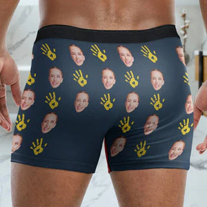 Custom Photo Hands Off He's Mine - Gift For Boyfriend, Husband, Anniversary - Funny Personalized Custom Boxer Briefs, Men's Boxers NH96 - Image 3