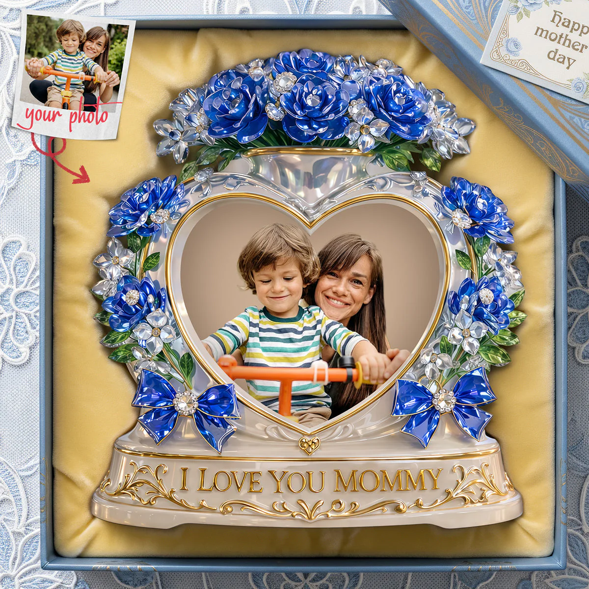 Custom Photo Heart Frame Grandma & Daughter - Personalized Acrylic Plaque - Gifts For Mom, Grandma VD01 - Image 3