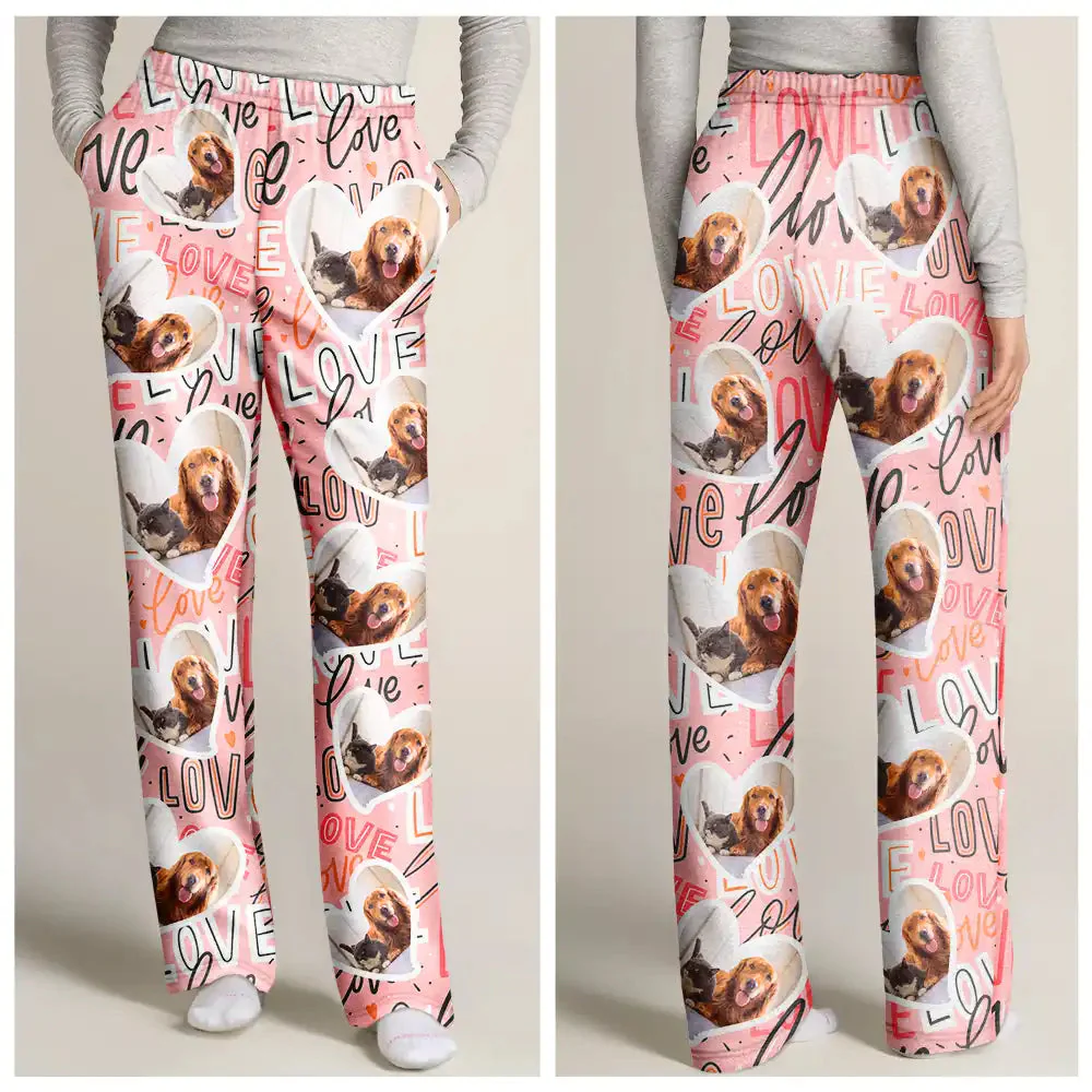 Custom Photo I Love My Wife Full Heart - Gift For Couples - Personalized Pajama Pants - NA94 - Image 2