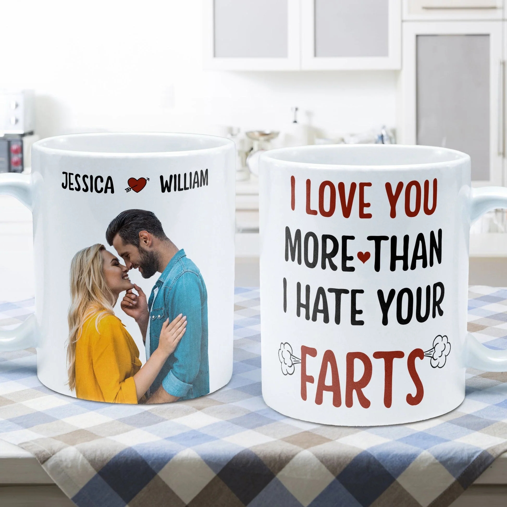 Custom Photo I Love You More Than I Hate Your Farts - Personalized Ceramic Mug - Gift For Couple, Husband Wife NH96 - Image 3