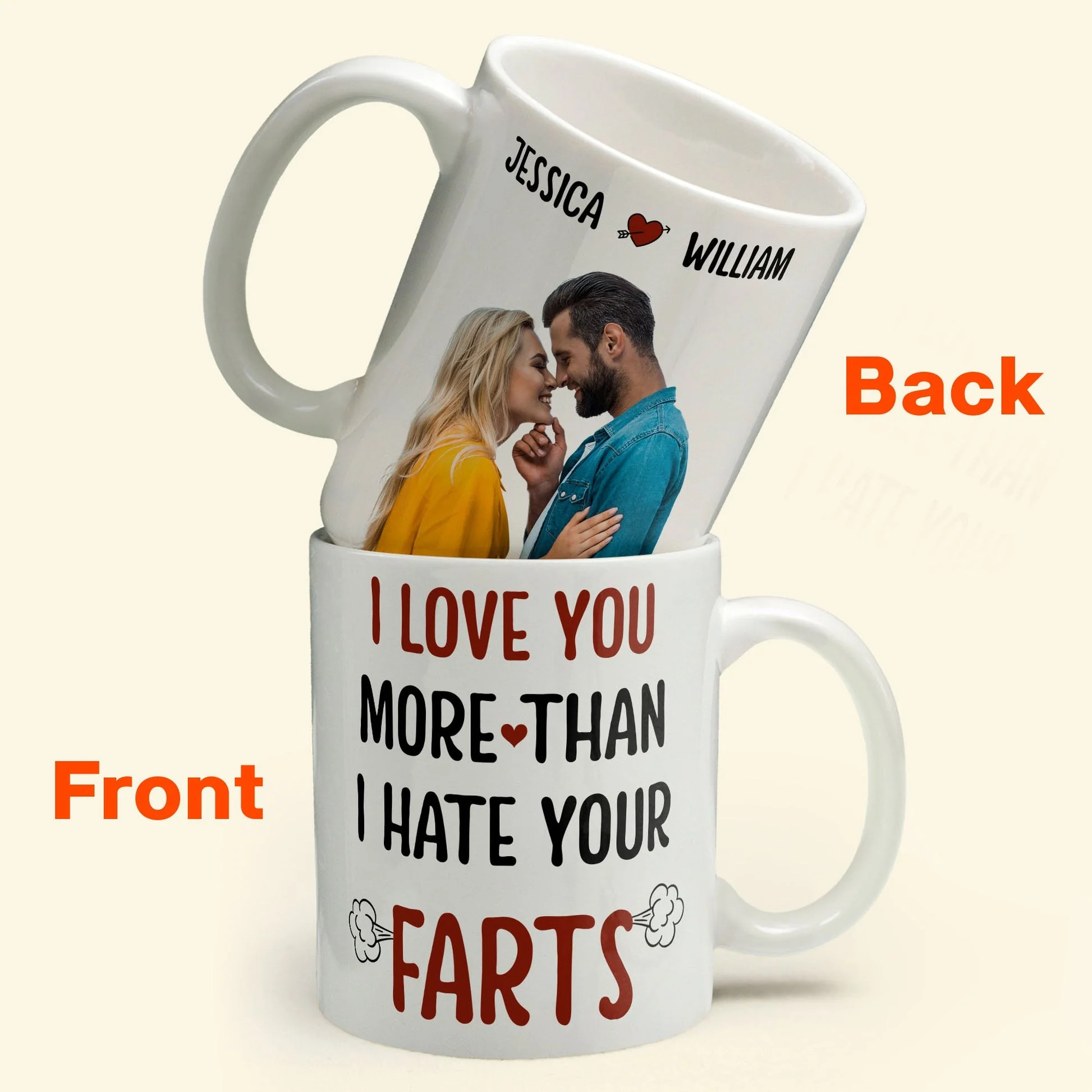 Custom Photo I Love You More Than I Hate Your Farts - Personalized Ceramic Mug - Gift For Couple, Husband Wife NH96 - Image 4