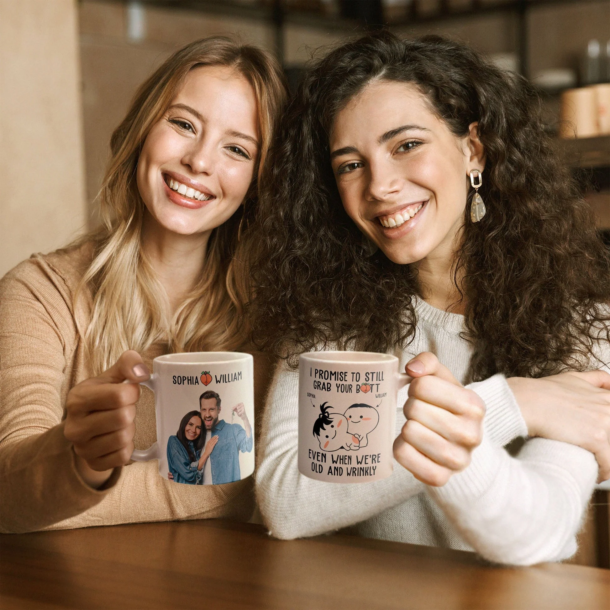 Custom Photo I Promise To Still Grab Your Butt Even When We're Old And Wrinkly - Personalized Ceramic Mug - Gift For Couple, Husband Wife NH96 - Image 4