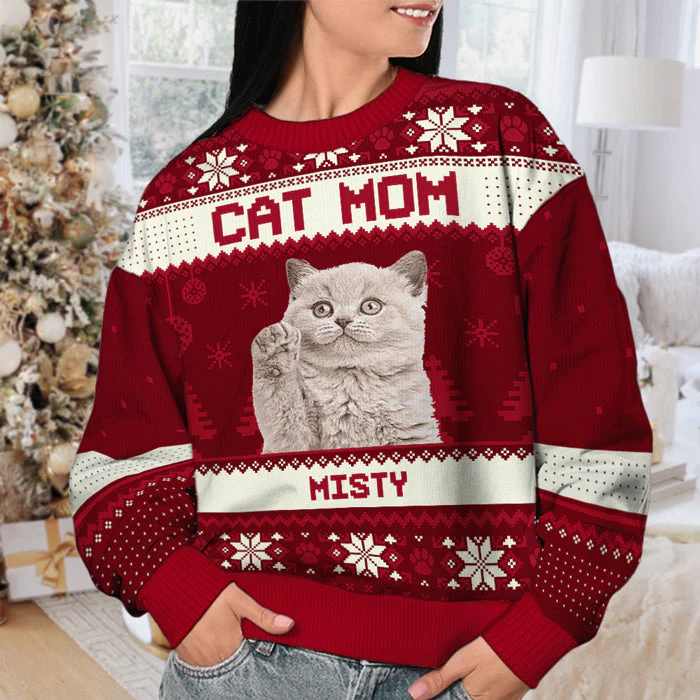 Custom Photo I'm A Cat Mum - Personalized Ugly Sweater - Gift For Cat Lover, Cat Mom, Cat Dad - NH96 - Image 3