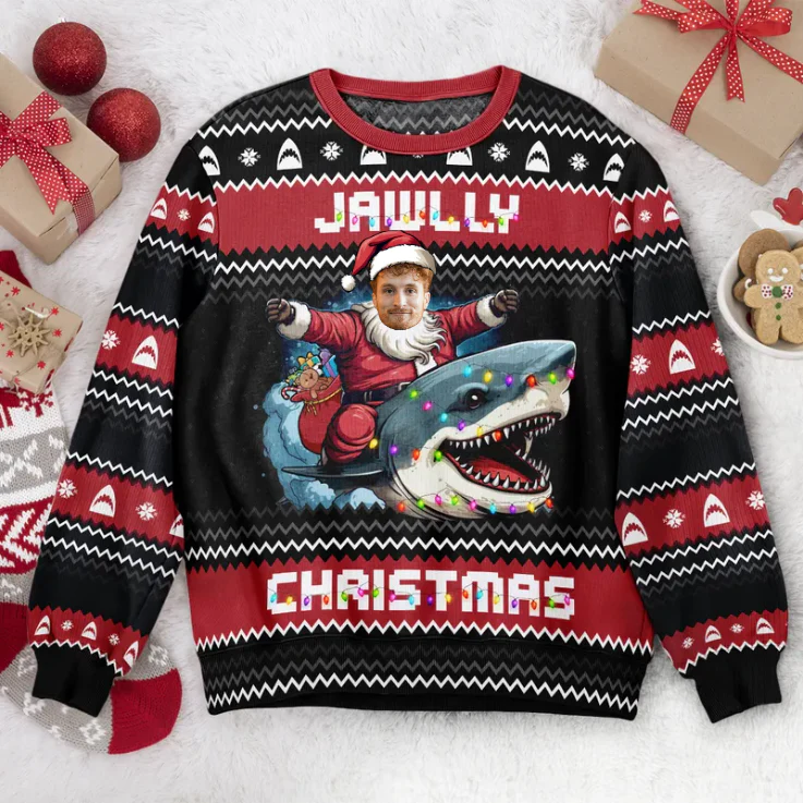 Custom Photo Jawlly Christmas - Christmas Gift For Family, Friends - Personalized Ugly Sweatshirt