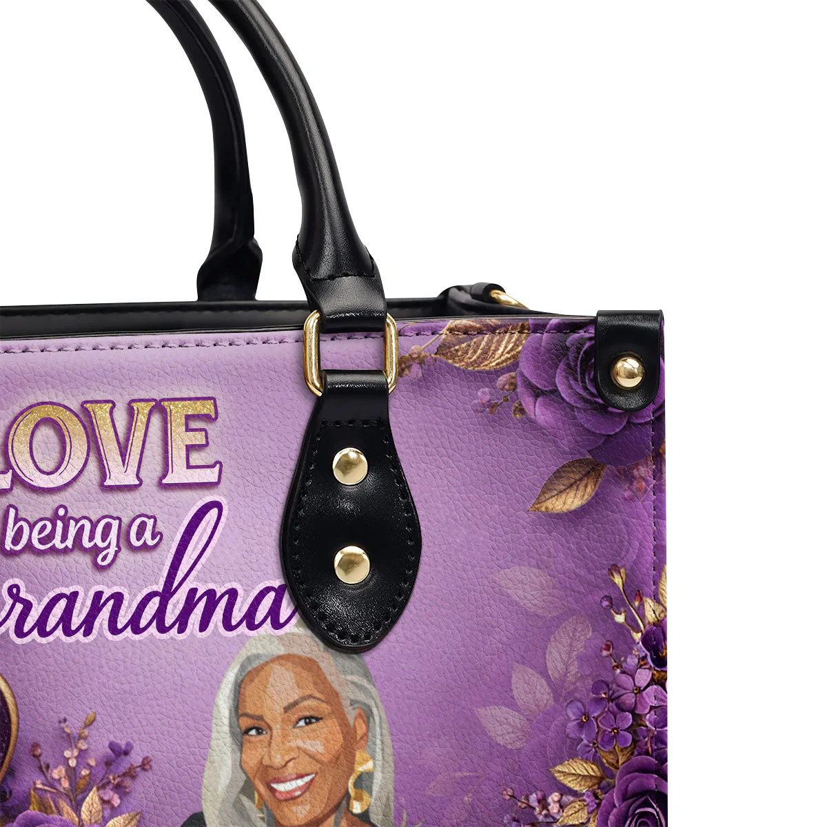 Custom Photo Love Being A Grandma - Personalized Leather Bag - Gift For Mom, Grandma - Image 6