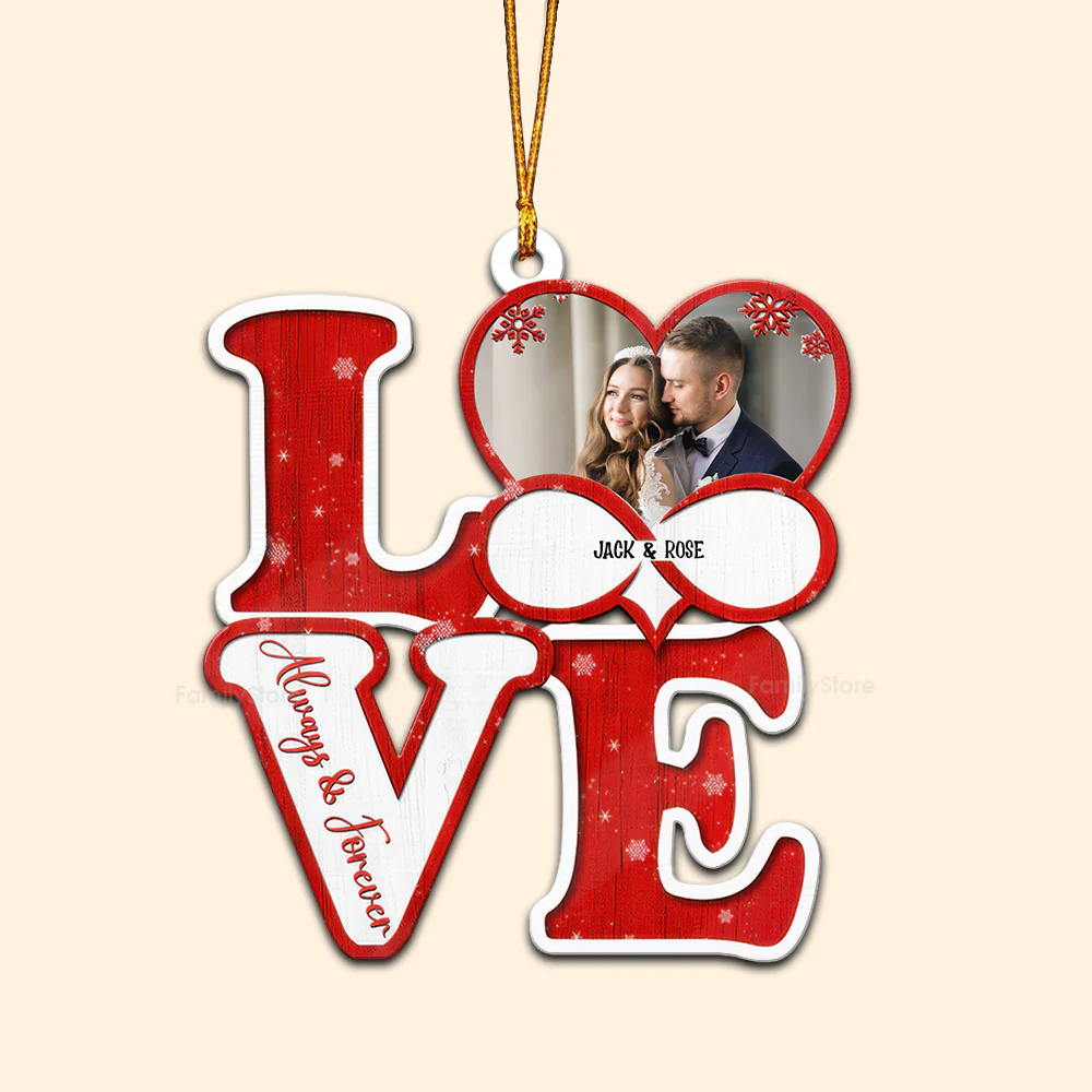 Custom Photo Love Forever - Gift for Couples - Personalized Wood Ornament NH96 - Image 6