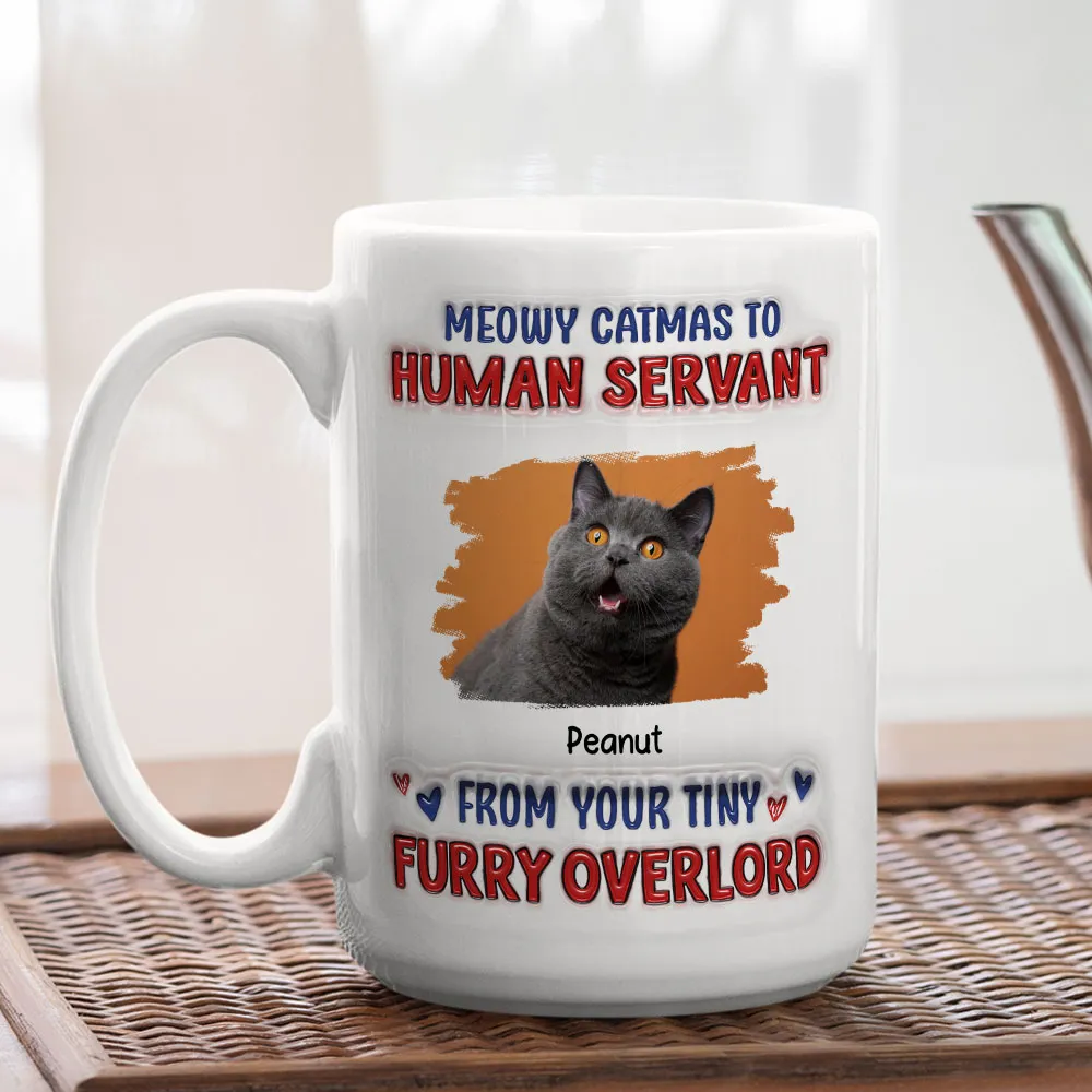 Custom Photo Meowy Catmas To Human Servant - Personalized 3D Inflated Effect Ceramic Mug - Gift For Cat Lovers | NA94 - Image 2