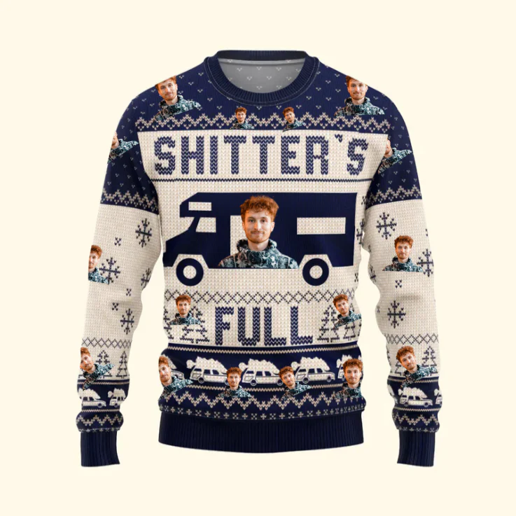 Custom Photo Merry Christmas Sh!*ter's Full - Christmas Gift For Family, Friends - Personalized Ugly Sweatshirt - Image 2