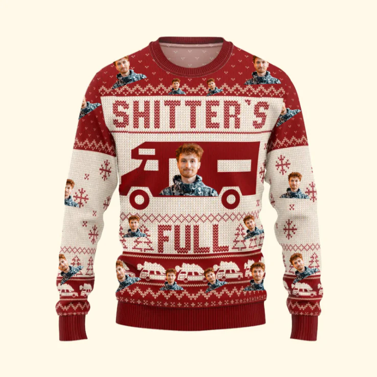 Custom Photo Merry Christmas Sh!*ter's Full - Christmas Gift For Family, Friends - Personalized Ugly Sweatshirt - Image 5
