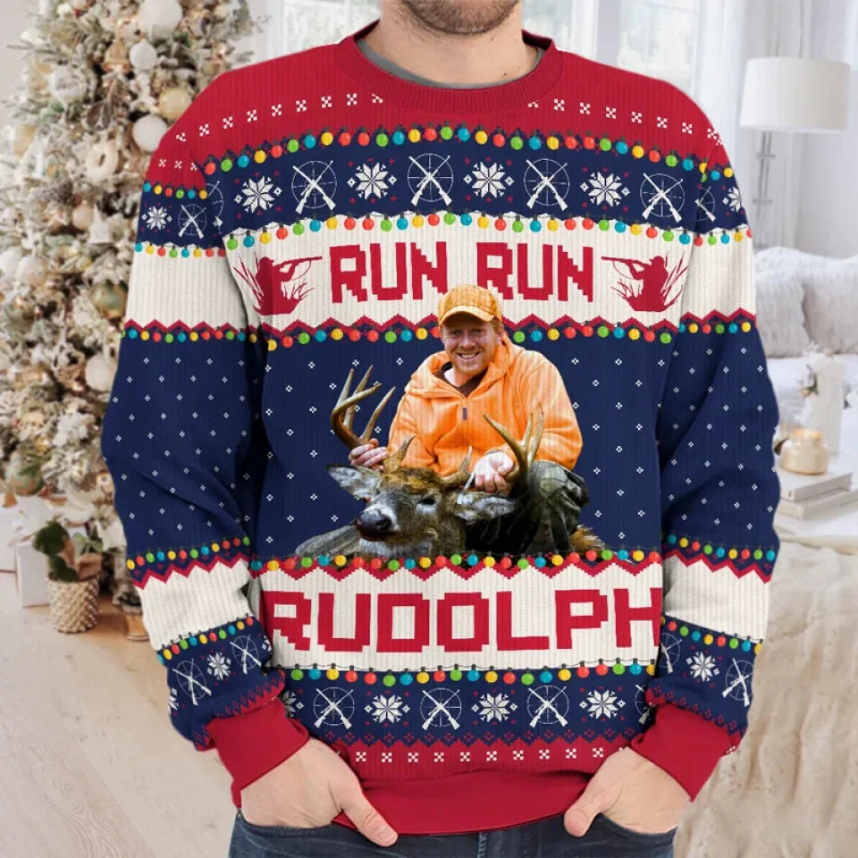 Custom Photo Merry Huntmas - Personalized Ugly Sweater - Hunting Christmas Gift For Dad, Grandpa, Husband NA94 - Image 3