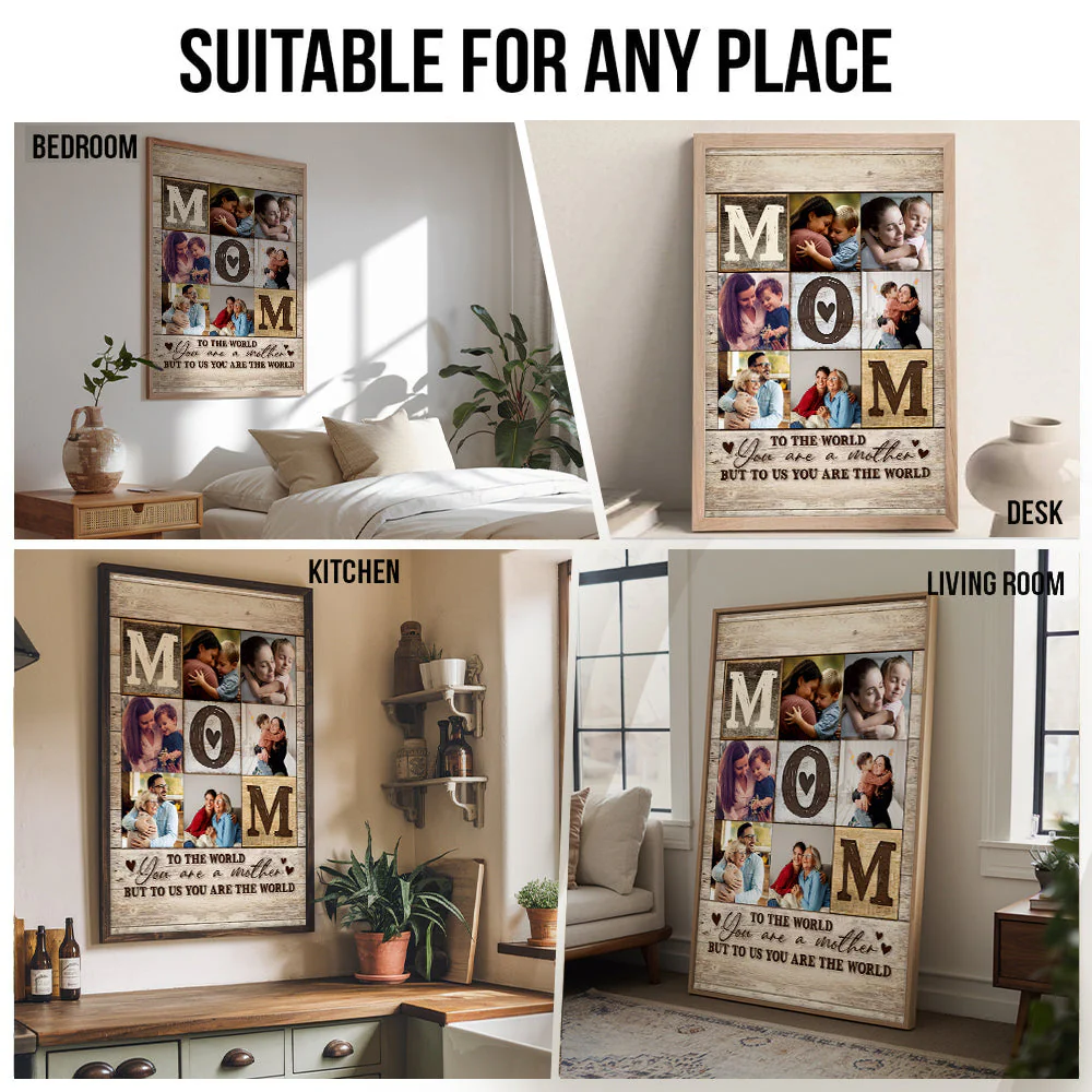 Custom Photo Mom You Are The World  - Personalized Poster Canvas - Gifts For Mom - Image 4