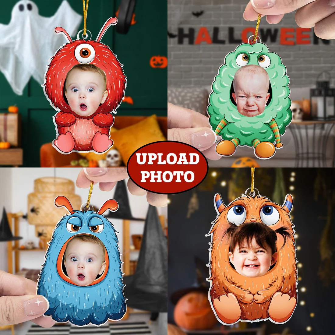 Custom Photo Monster Costumes Kid Halloween - Gift For Family - Personalized Acrylic Ornament NA94 - Image 2