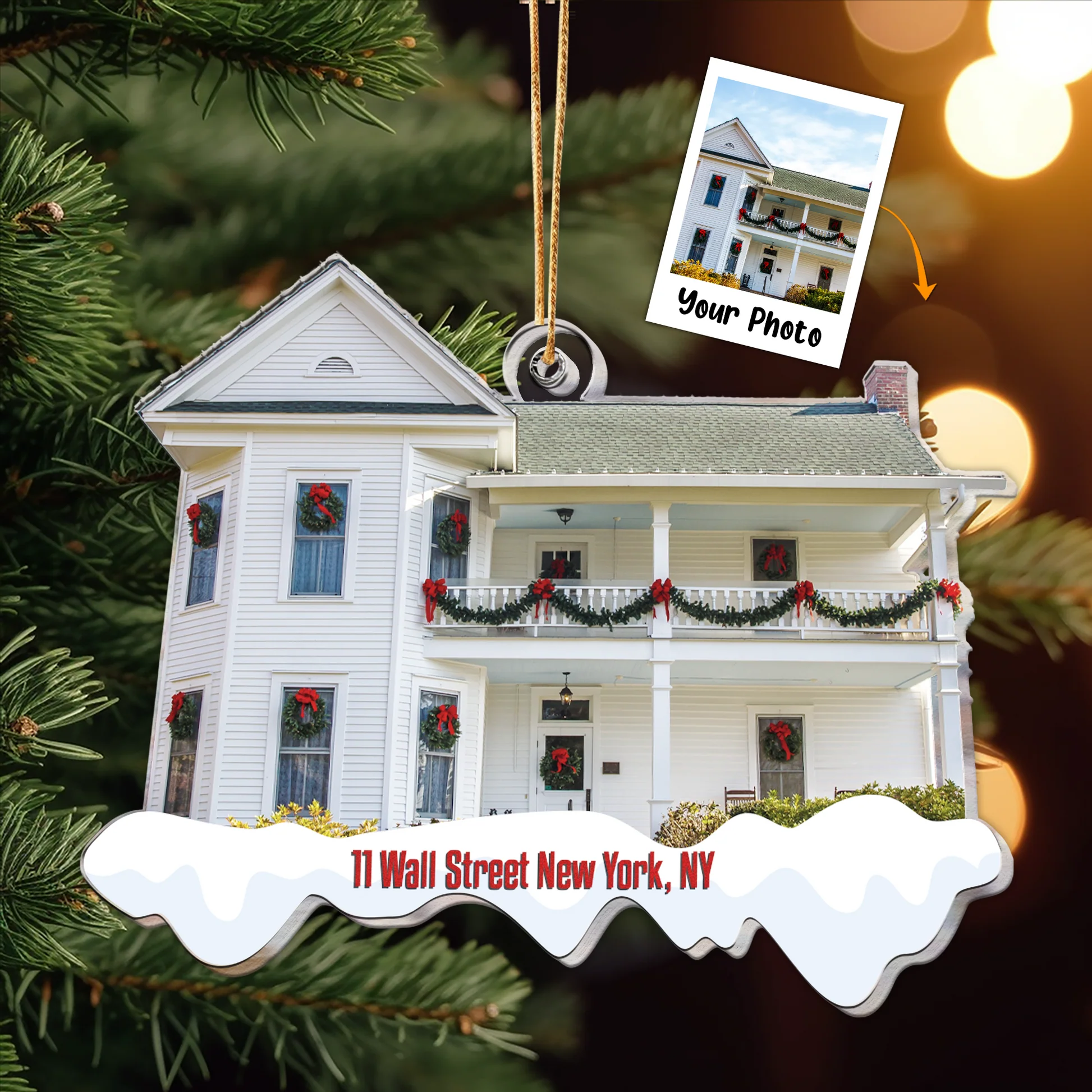 Custom Photo Our New Home For Family - Personalized Acrylic Photo Ornament - Image 3