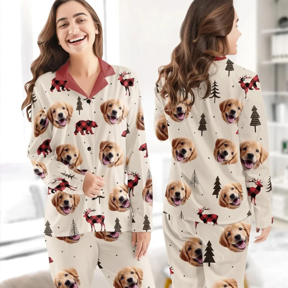 Custom Photo Paws And Reflect On The Joy Of The Season - Gift For Pet Lovers - Personalized Pajama NA94 - Image 3