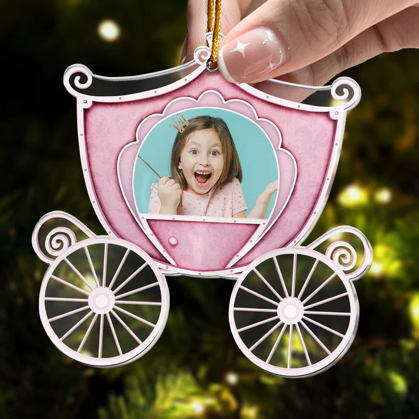Custom Photo Princess Carriage - Personalized Acrylic Ornament NA94 - Image 2