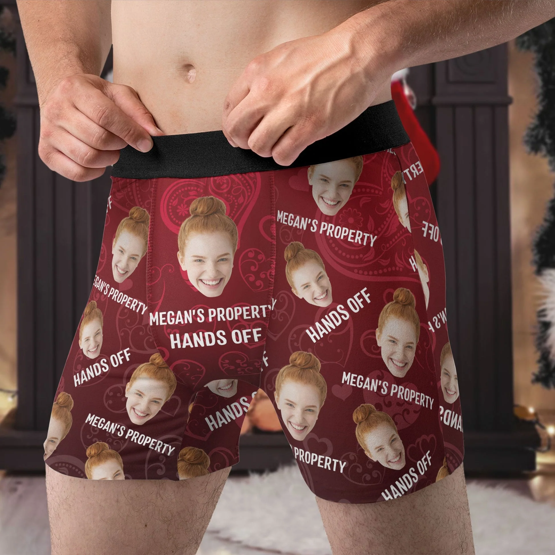 Custom Photo Property Of Funny Hands Off - Gift For Boyfriend, Husband, Anniversary - Funny Personalized Custom Boxer Briefs, Men's Boxers NH96 - Image 4