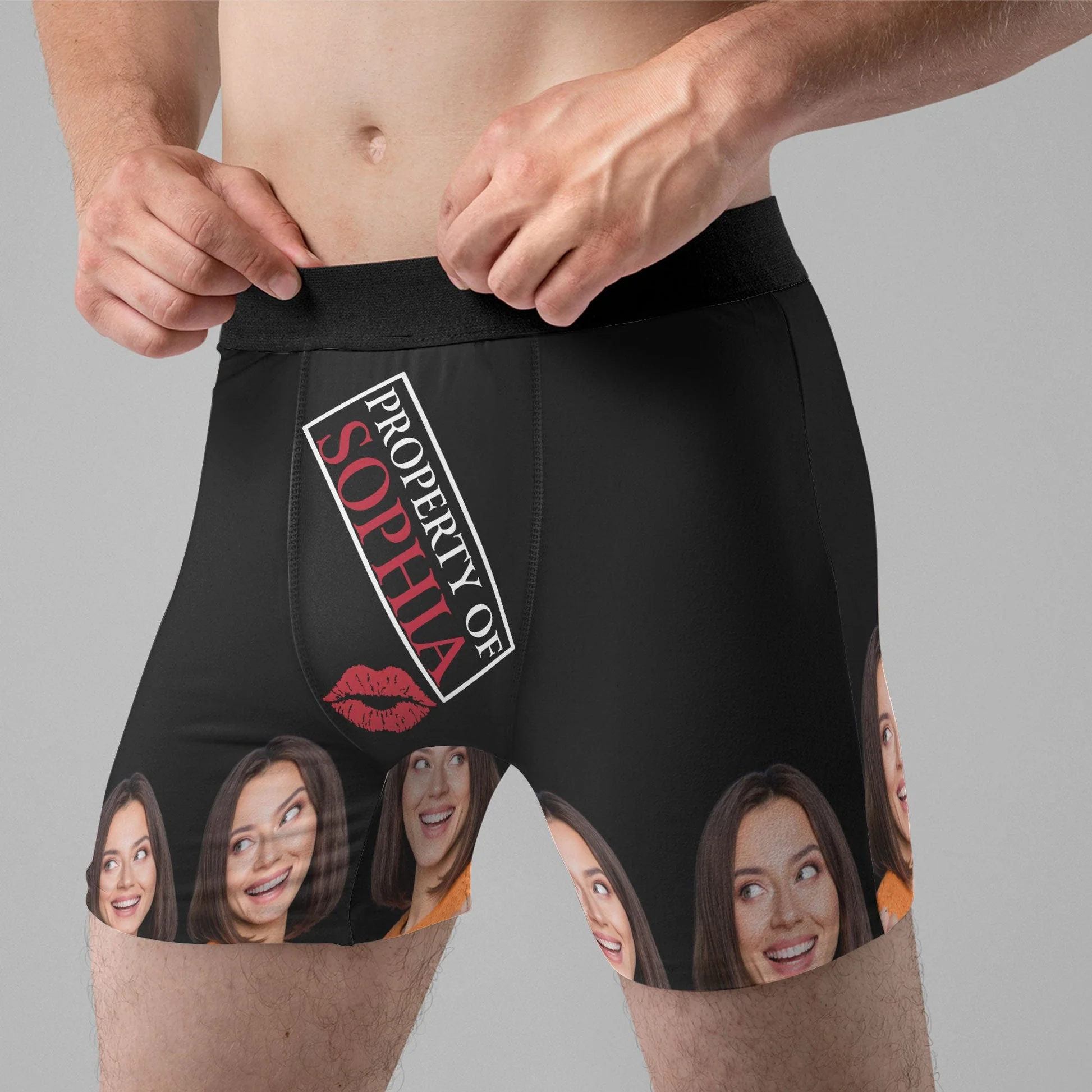 Custom Photo Property Of My Hot Wife - Gift For Boyfriend, Husband, Anniversary - Funny Personalized Custom Boxer Briefs, Men's Boxers - Image 2