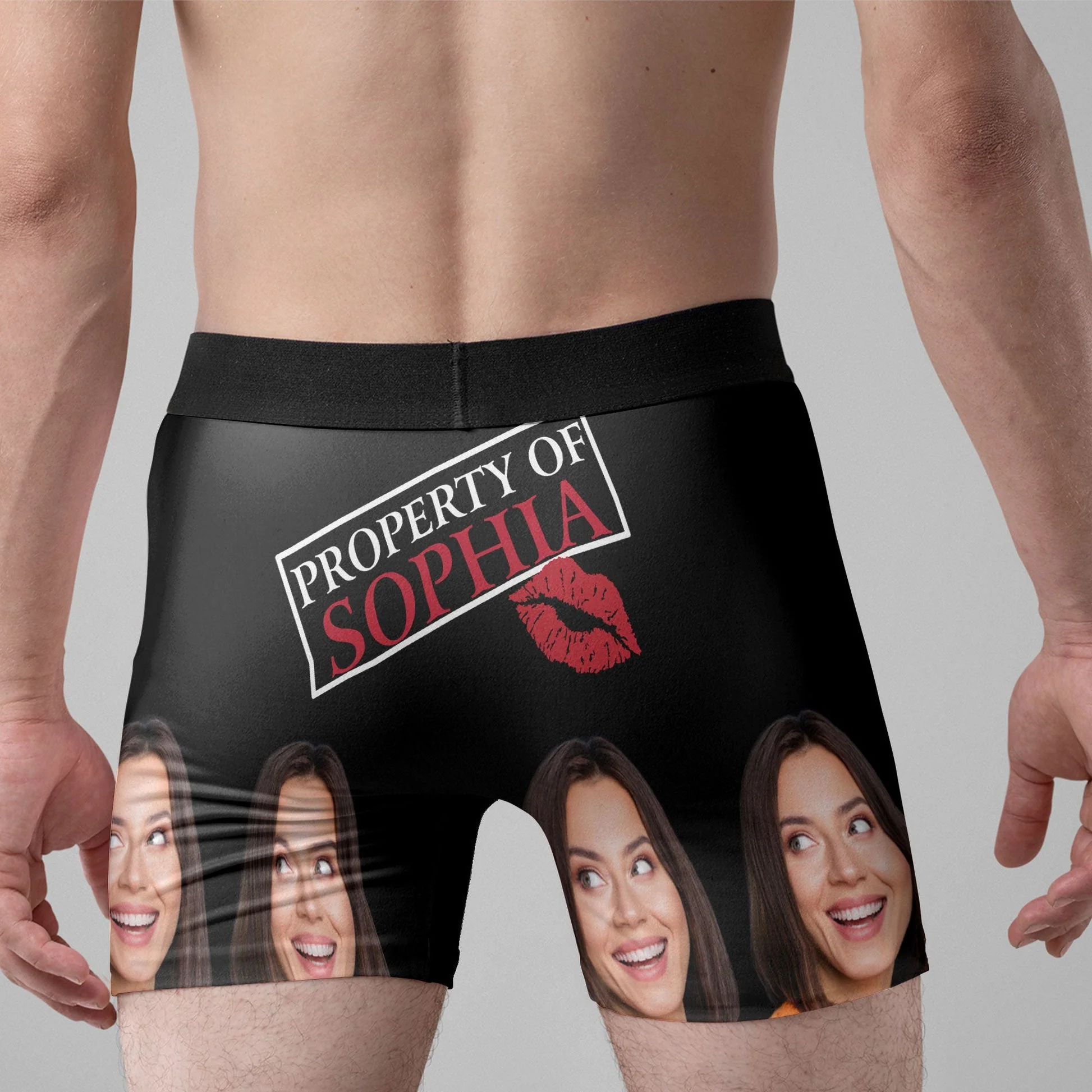 Custom Photo Property Of My Hot Wife - Gift For Boyfriend, Husband, Anniversary - Funny Personalized Custom Boxer Briefs, Men's Boxers - Image 3
