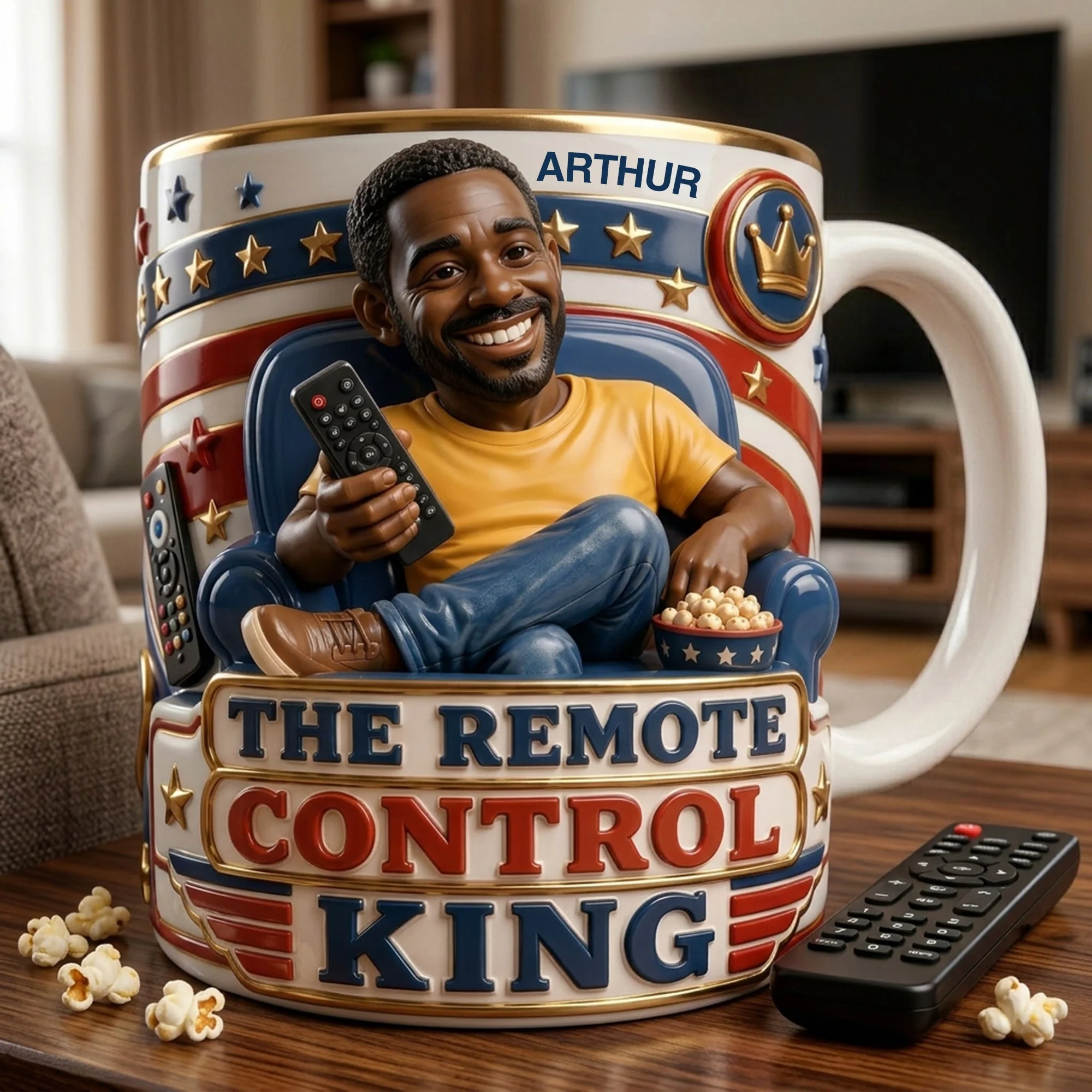 Custom Photo Remote King Dad - Personalized White Mug - Gift For Dad - Image 2