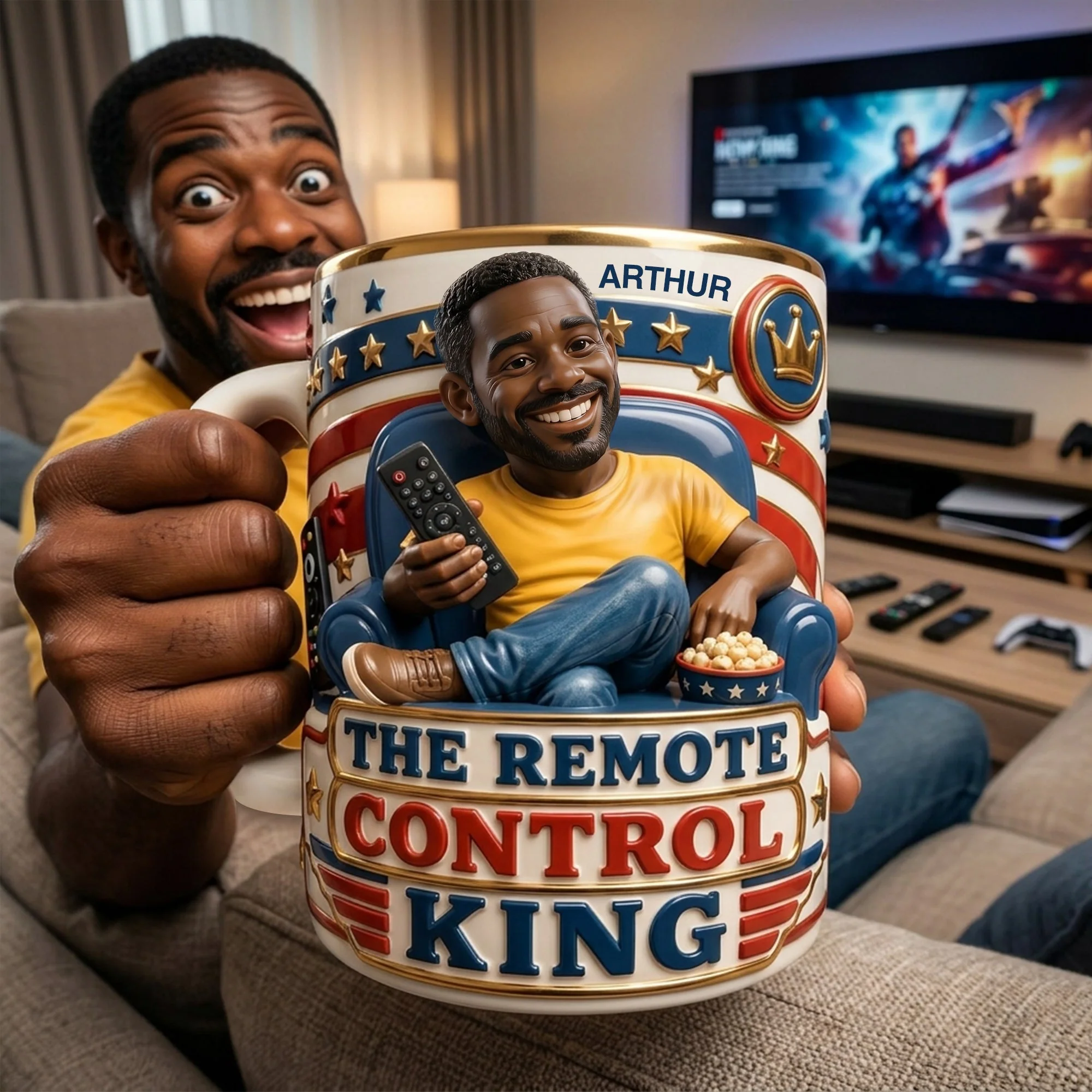 Custom Photo Remote King Dad - Personalized White Mug - Gift For Dad - Image 3