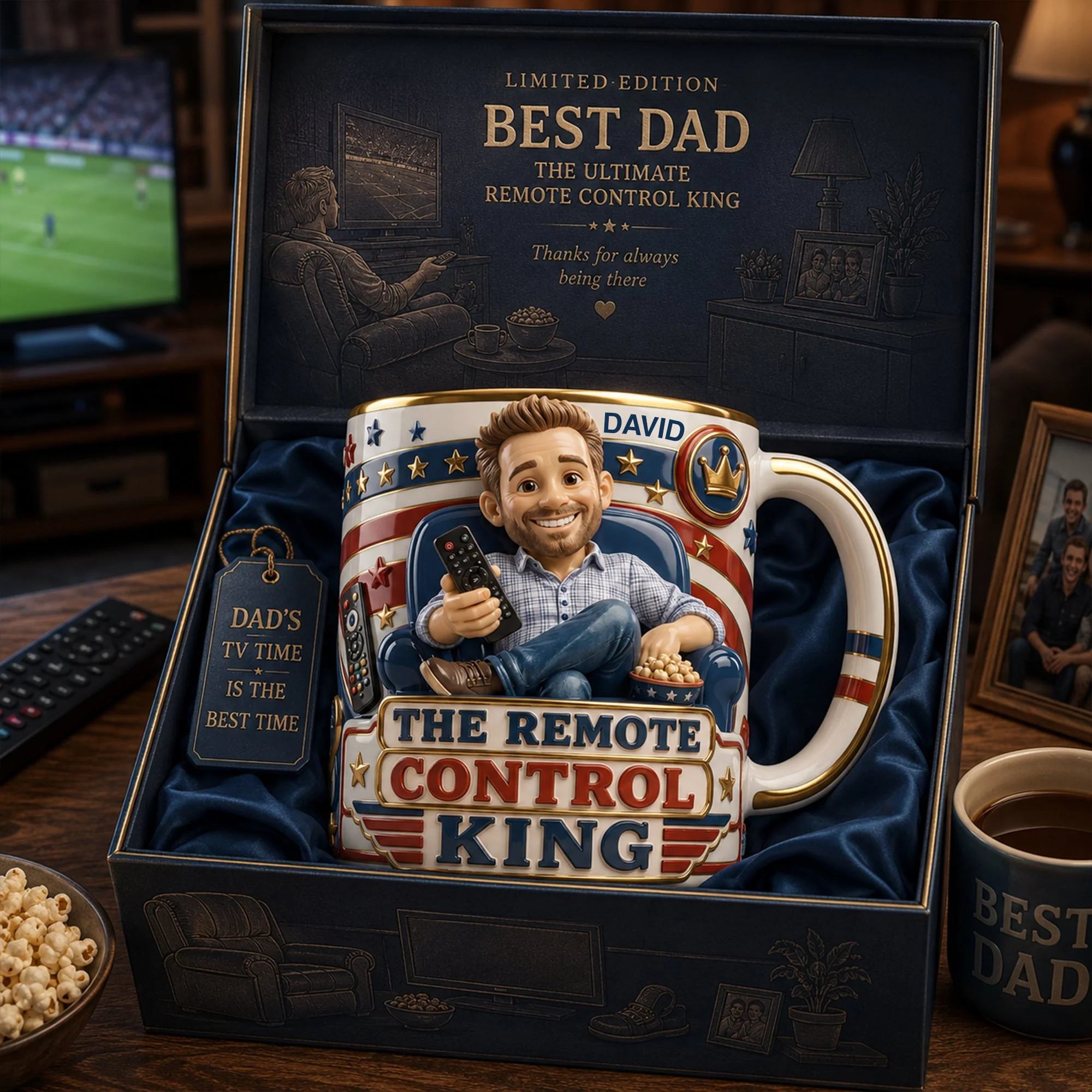Custom Photo Remote King Dad - Personalized White Mug - Gift For Dad - Image 4