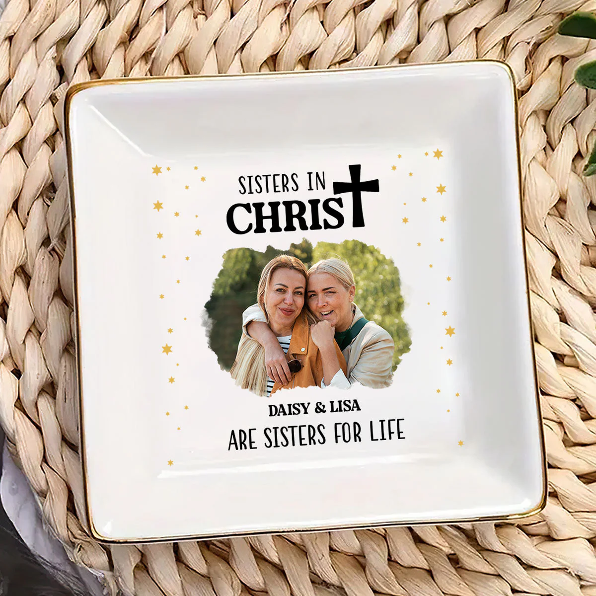 Custom Photo Sisters In Christ Are Sisters For Life - Personalized Jewelry Dish - Gift For Mom, Girlfriend, Wife, Bestie, Sister - NH96 - Image 3
