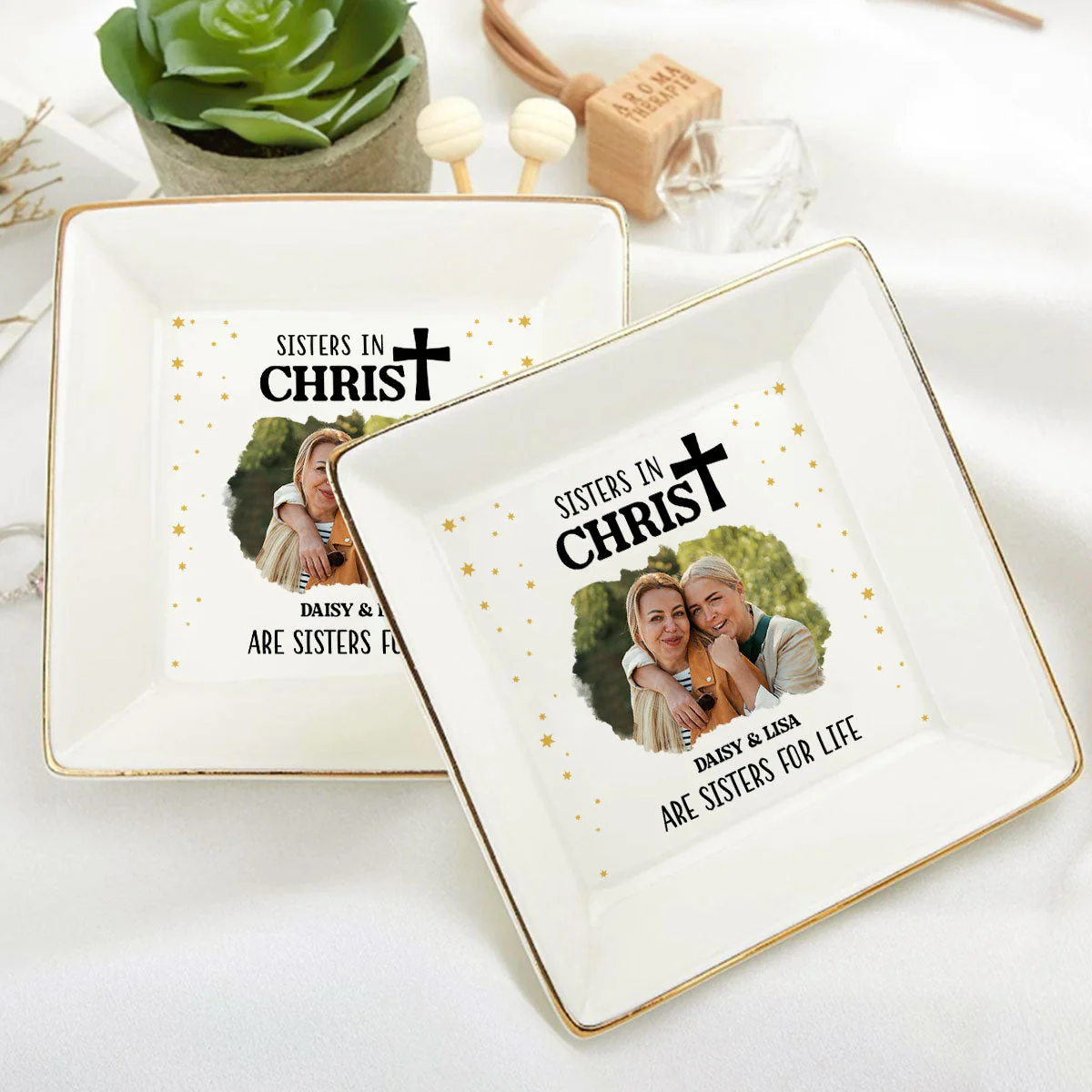 Custom Photo Sisters In Christ Are Sisters For Life - Personalized Jewelry Dish - Gift For Mom, Girlfriend, Wife, Bestie, Sister - NH96 - Image 6