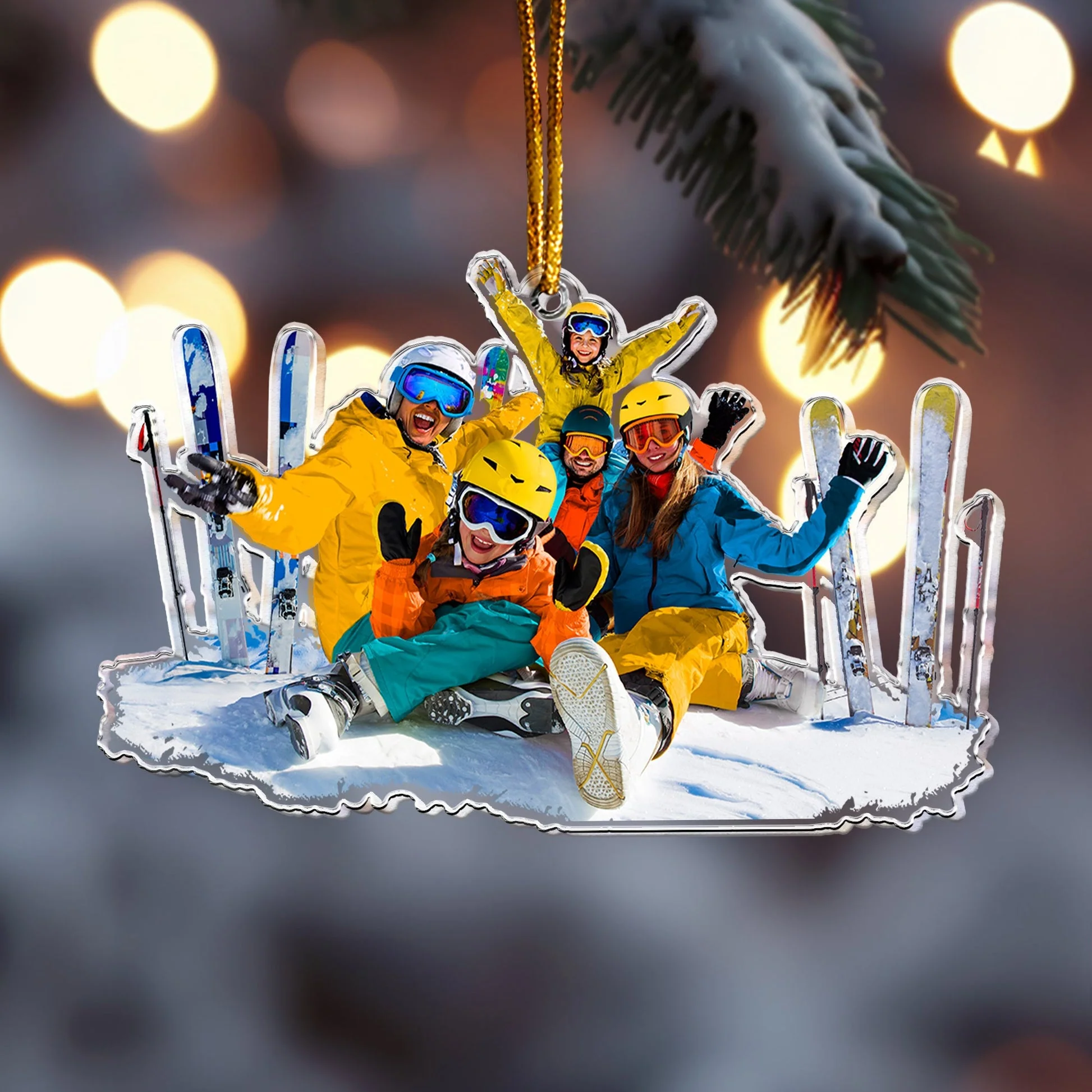 Custom Photo Skiing Gifts For Snow Skiers Family Friends - Personalized Acrylic Photo Ornament - Image 4