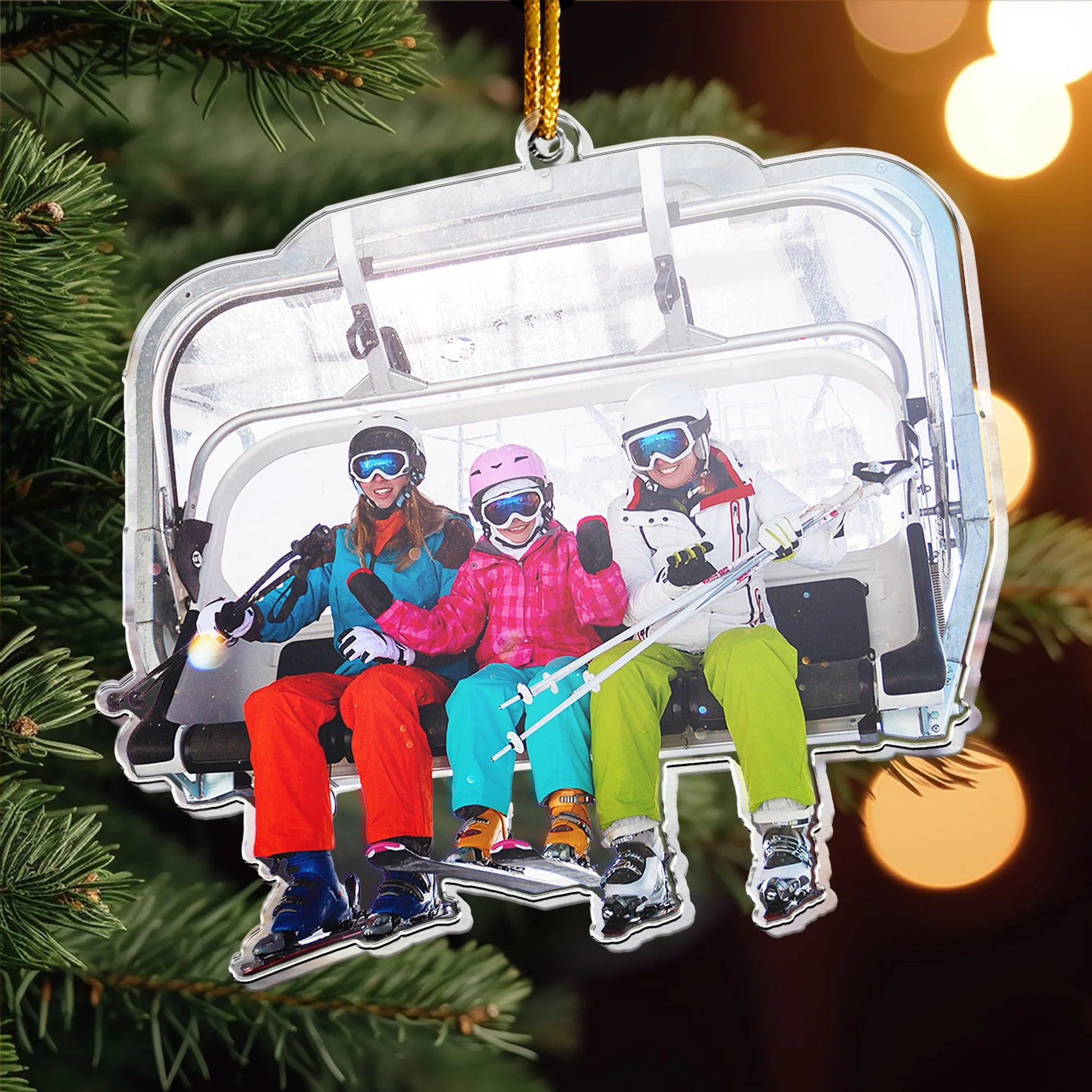 Custom Photo Skiing Gifts For Snow Skiers Family Friends - Personalized Acrylic Photo Ornament - Image 7