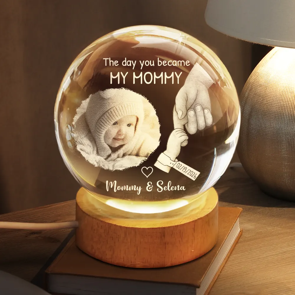 Custom Photo The Day You Became My Daddy - Personalized Crystal Globe Lamp - Gift For Dad - Image 2