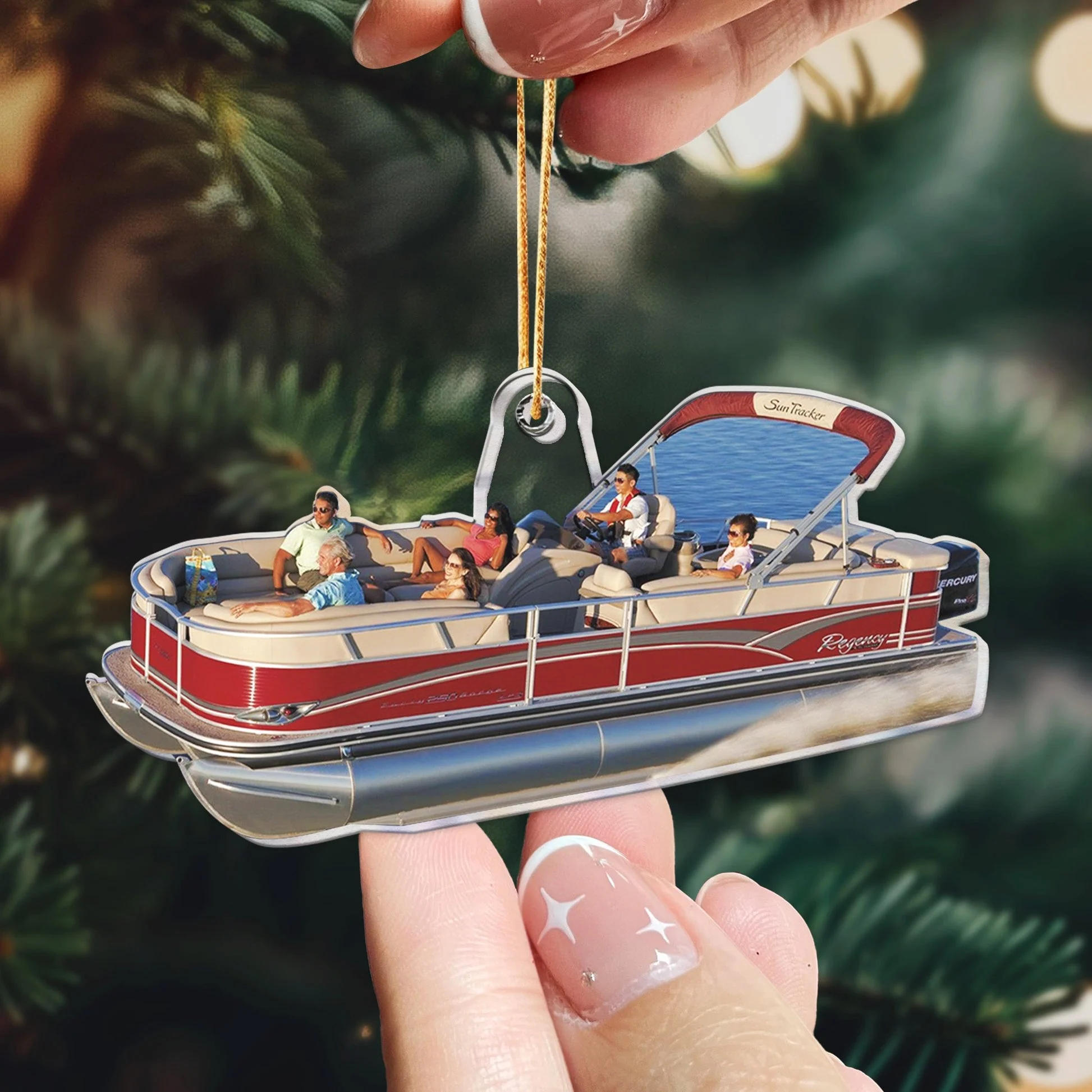 Custom Photo This Is My Pontoon Boat - Personalized Acrylic Photo Ornament