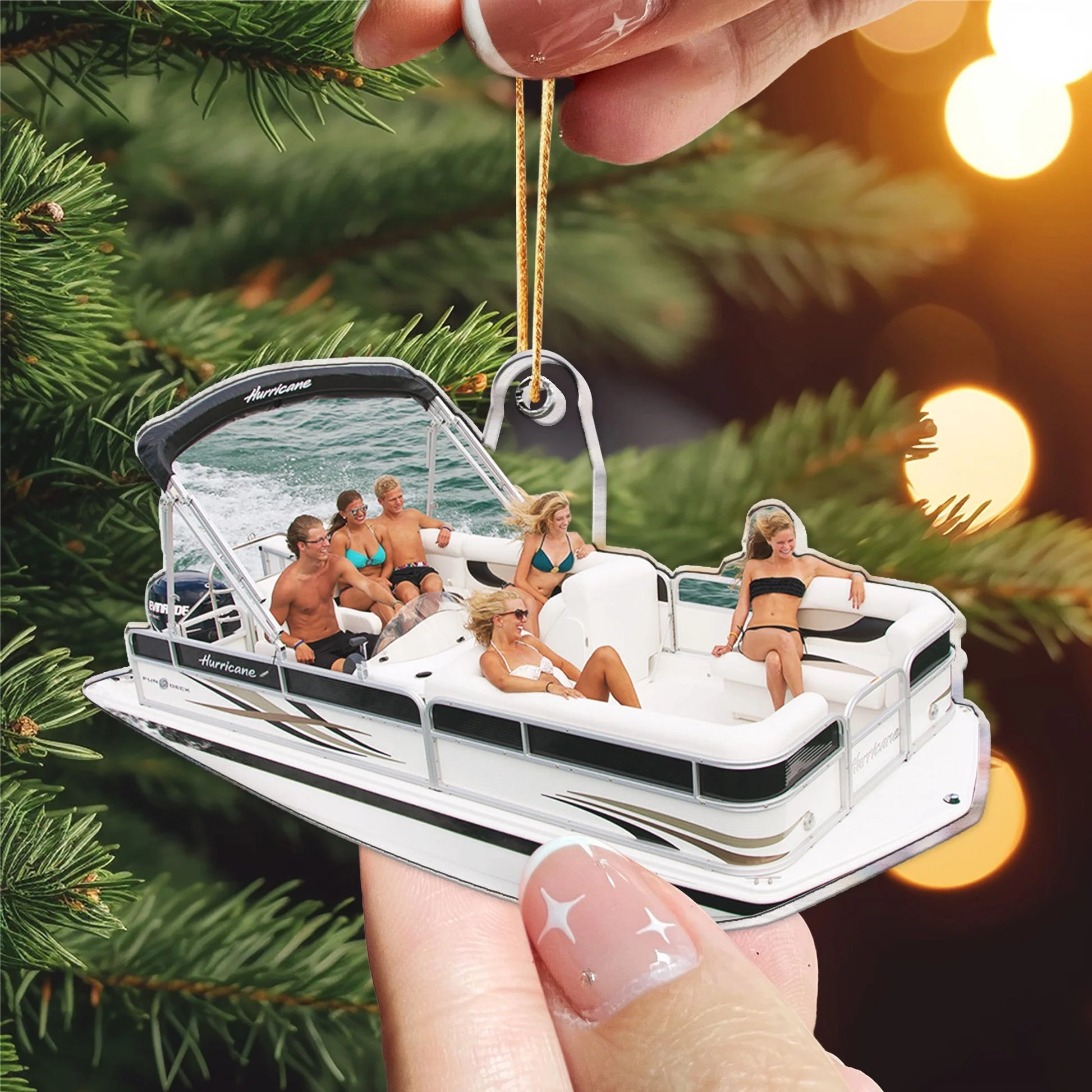 Custom Photo This Is My Pontoon Boat - Personalized Acrylic Photo Ornament - Image 2