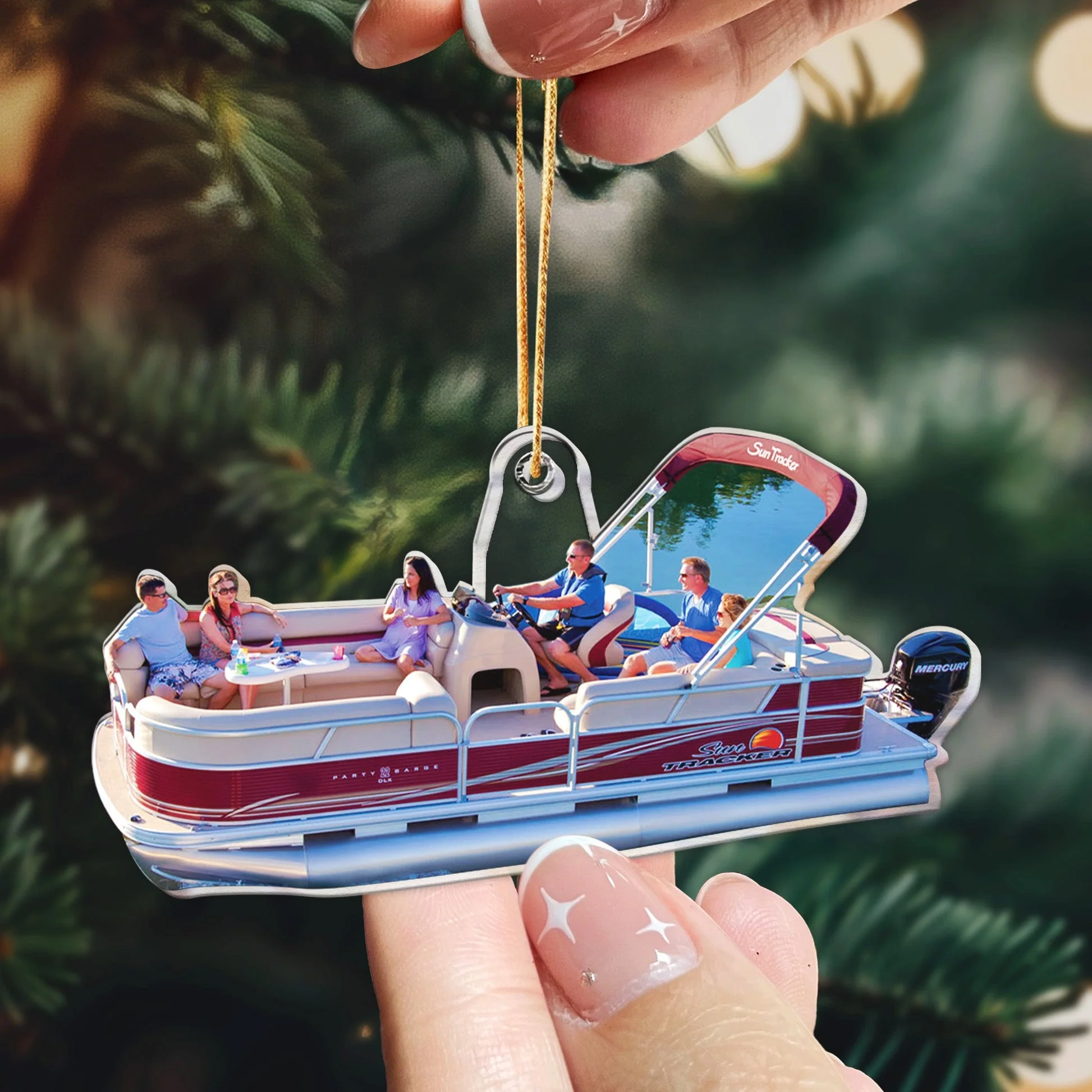Custom Photo This Is My Pontoon Boat - Personalized Acrylic Photo Ornament - Image 3