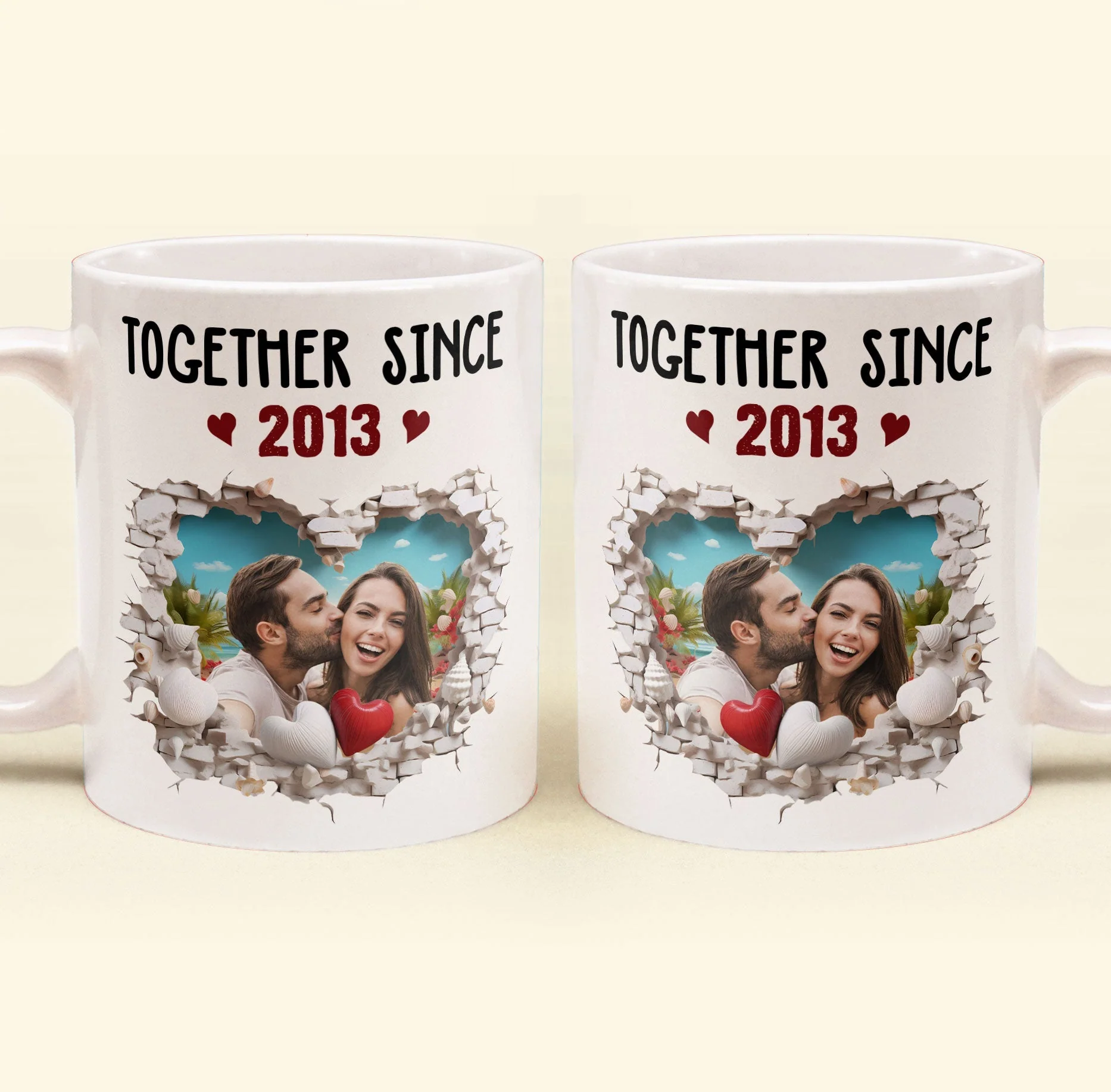 Custom Photo Together Since Anniversary Gift - Personalized Ceramic Mug - Gift For Couple, Husband Wife NH96