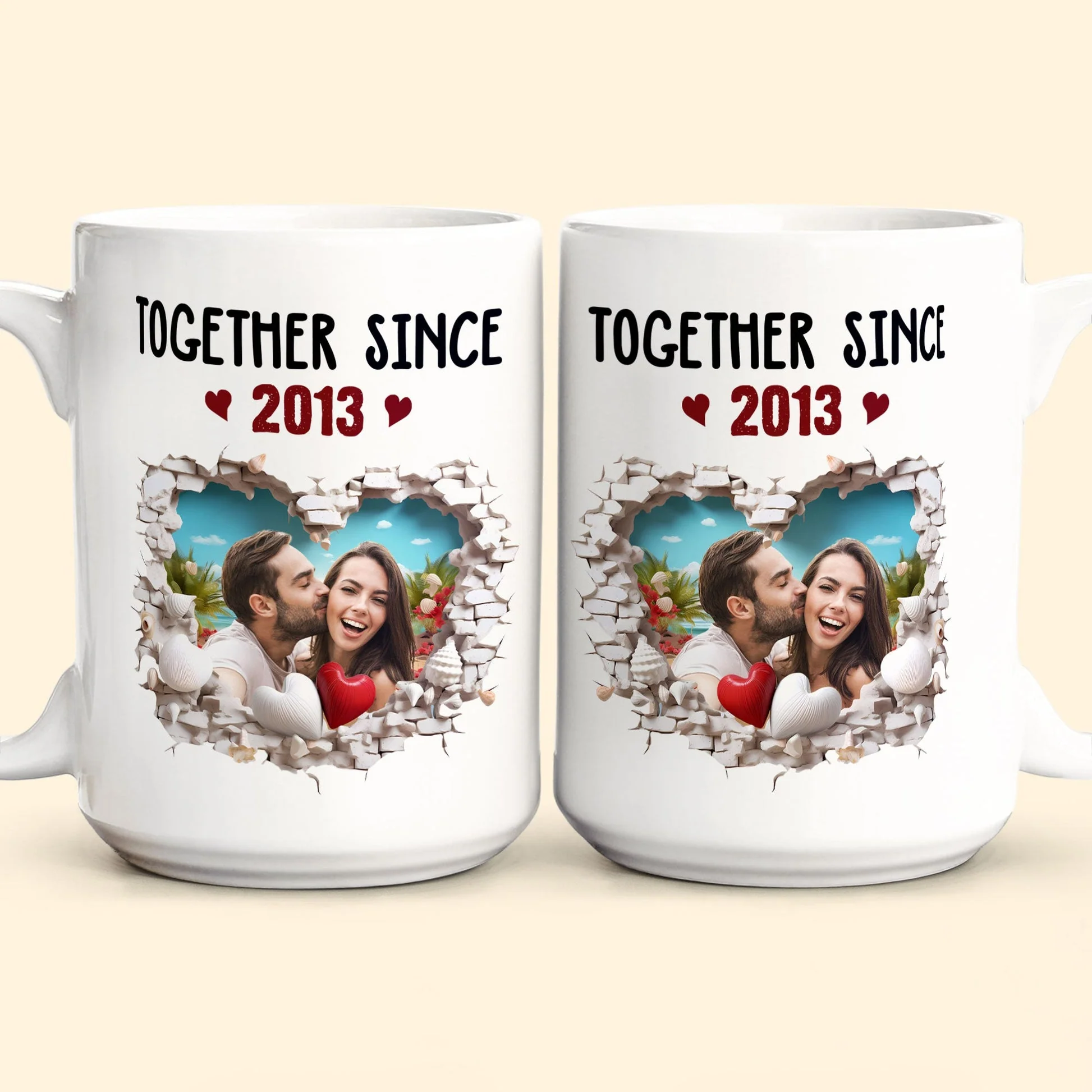 Custom Photo Together Since Anniversary Gift - Personalized Ceramic Mug - Gift For Couple, Husband Wife NH96 - Image 3