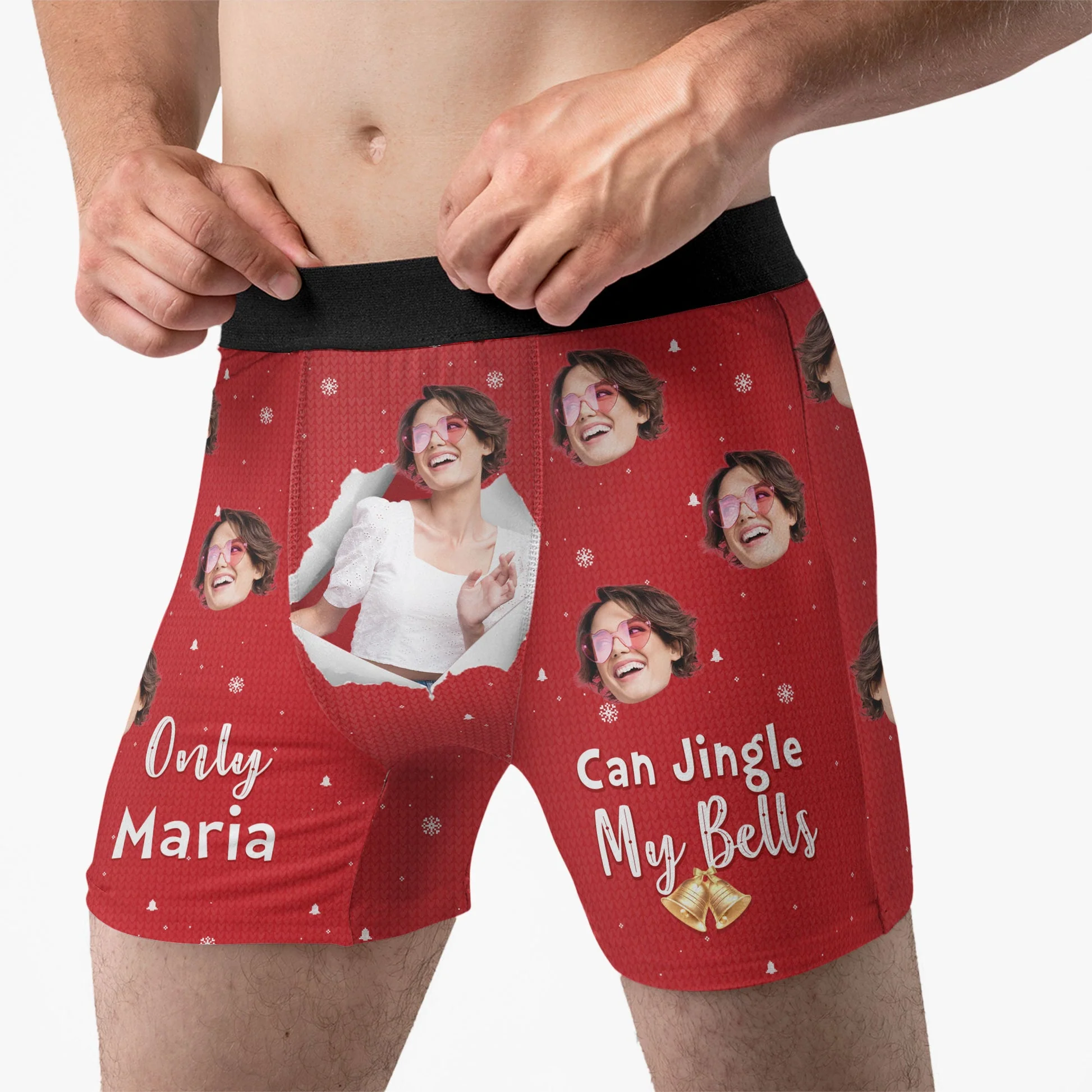 Custom Photo Torn Version Only Wife Can Jingle My Bells - Gift For Husband, Boyfriend - Personalized Men's Boxer Briefs NH96 - Image 4