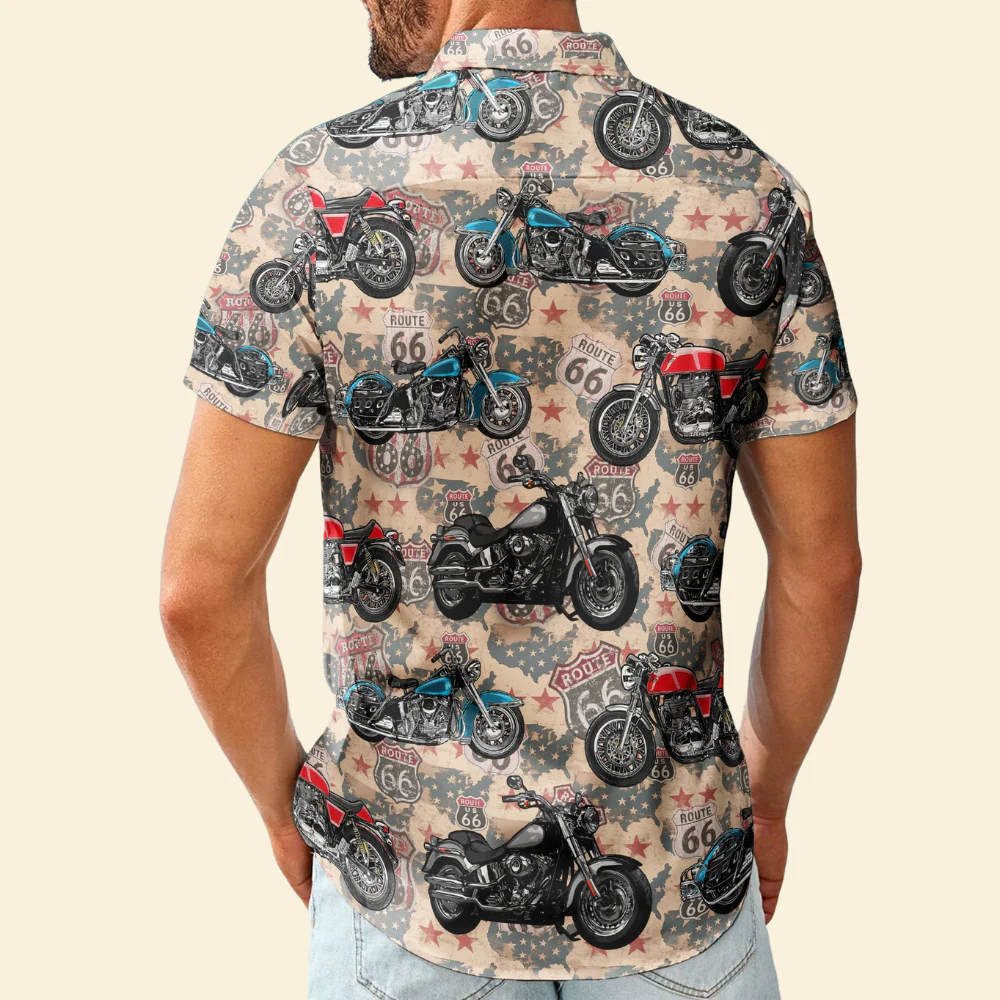 Custom Photo Tropical Trip Bikes In Summer - Gift For Bike Lovers - Personalized Hawaiian Shirt - Image 2